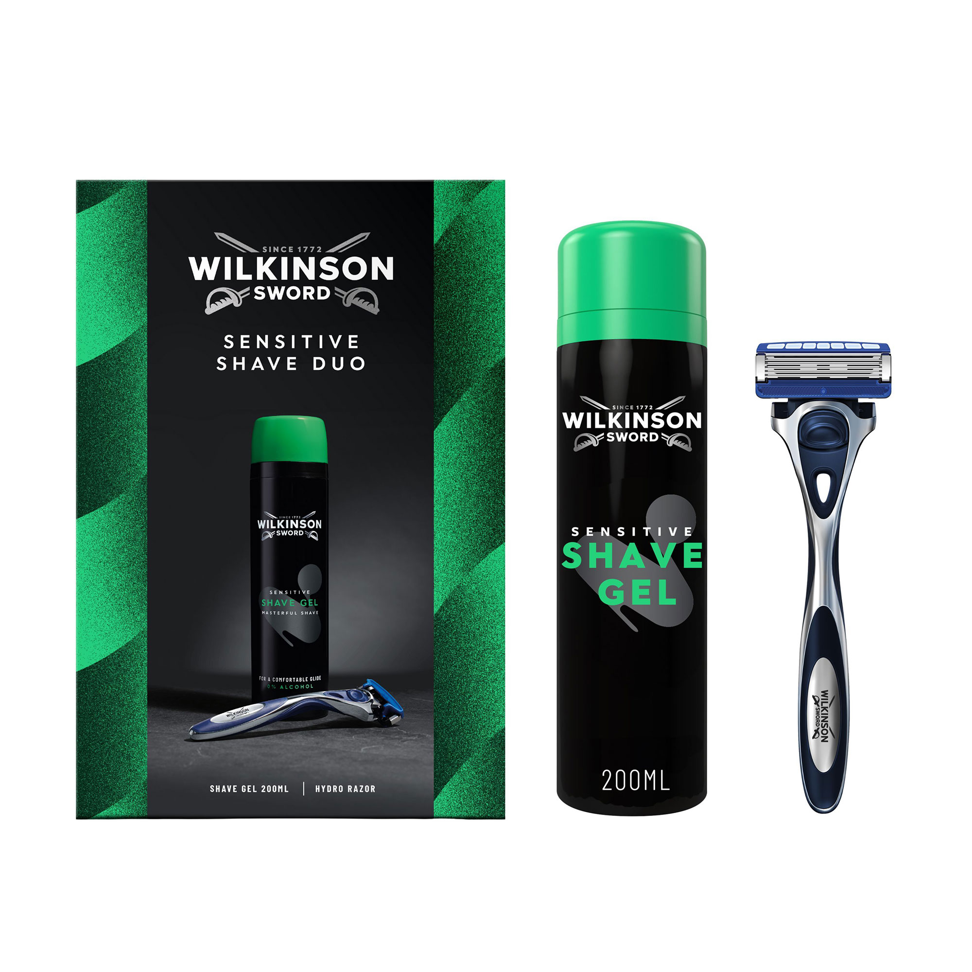 

Чоловічий набір для гоління Wilkinson Sword Sensitive Shave Duo (гель, 200 мл + бритва, 1 шт)
