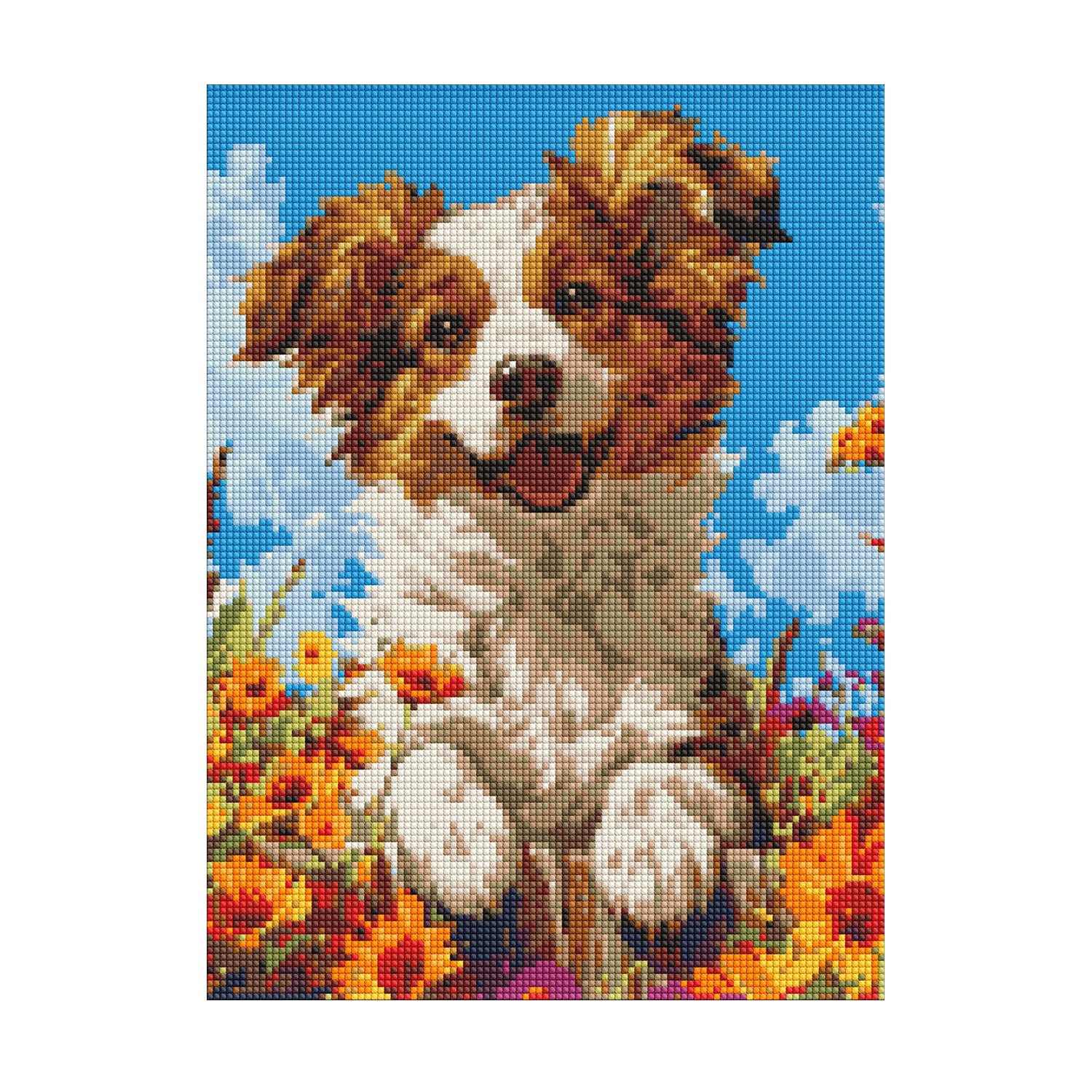 

Алмазна мозаїка Ideyka Собака у квітах, 30*40 см (AMO20015)