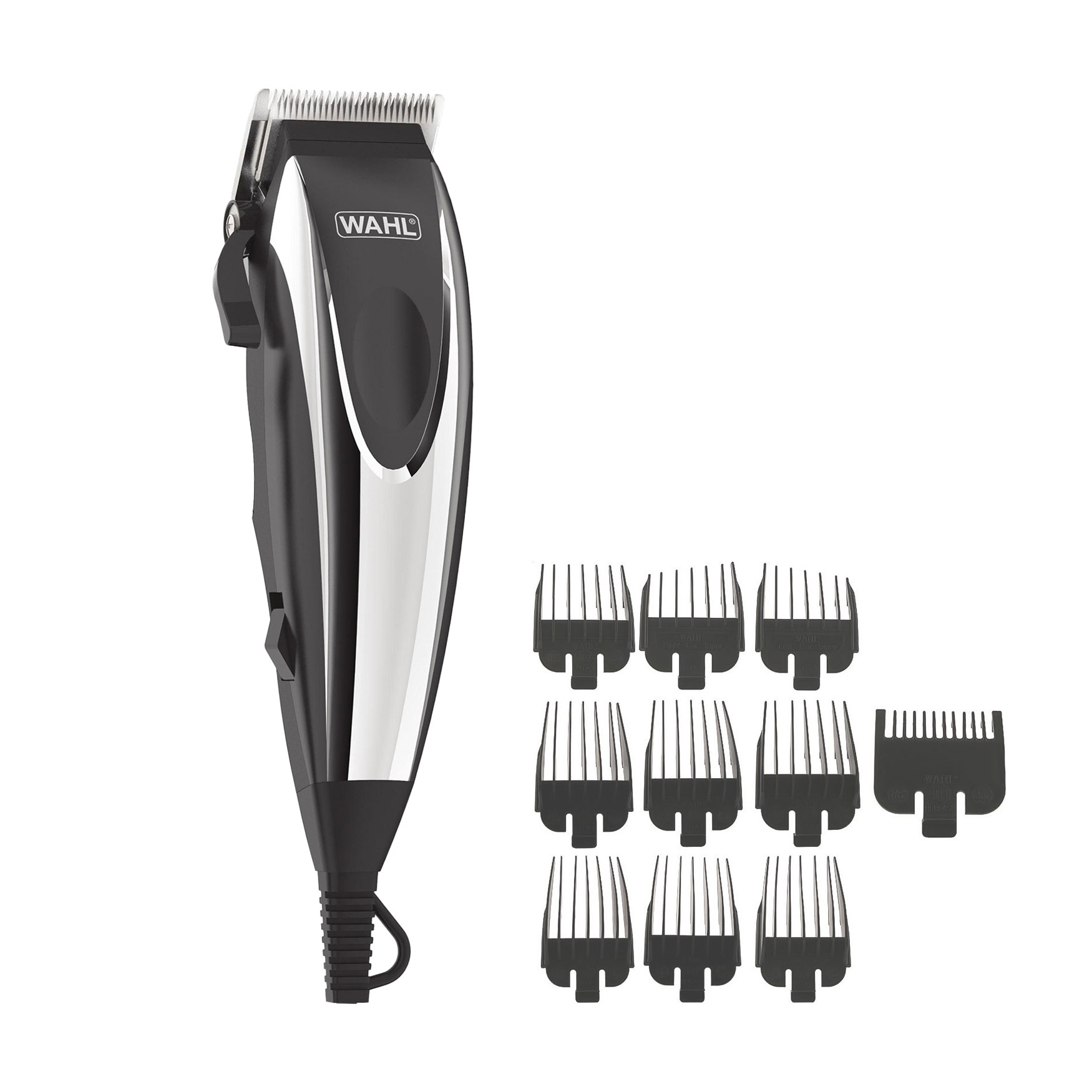

Машинка для стрижки WAHL HomePro Complete Kit 8 насадок, з кейсом, чорно-срібляста (09243-2616)