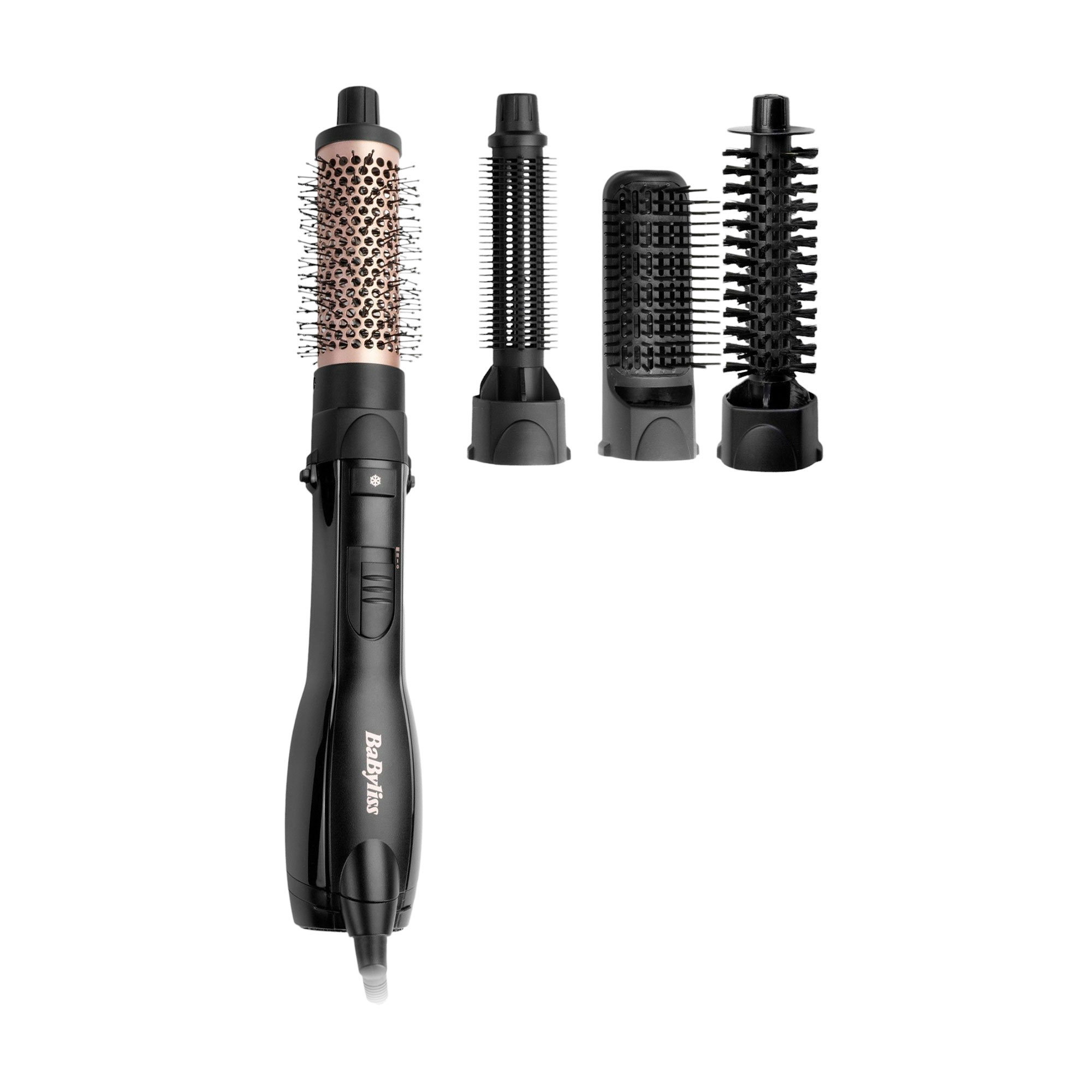 

Фен-щітка для волосся Babyliss Smooth Finish, 4 насадки, чорний (AS122E)