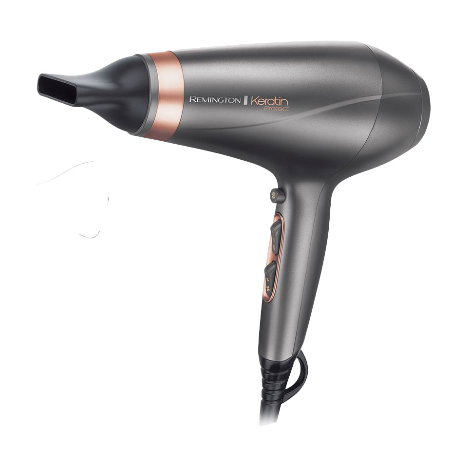 

Фен для волосся Remington Keratin Protect з насадками концентратор та дифузор, сріблястий (AC8820)