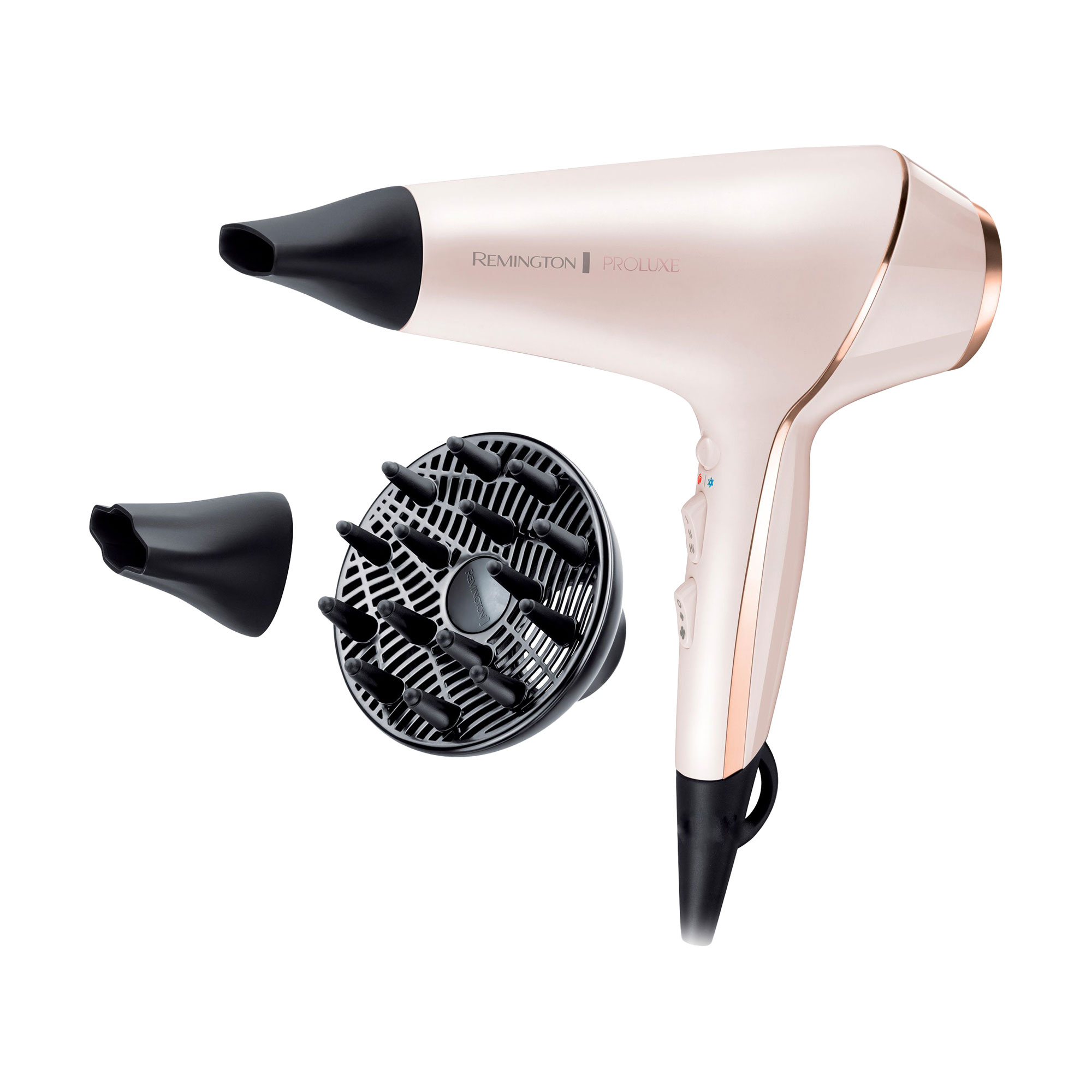 

Фен для волосся Remington ProLuxe з насадками концентратор та диффузор, рожевий (AC9140)