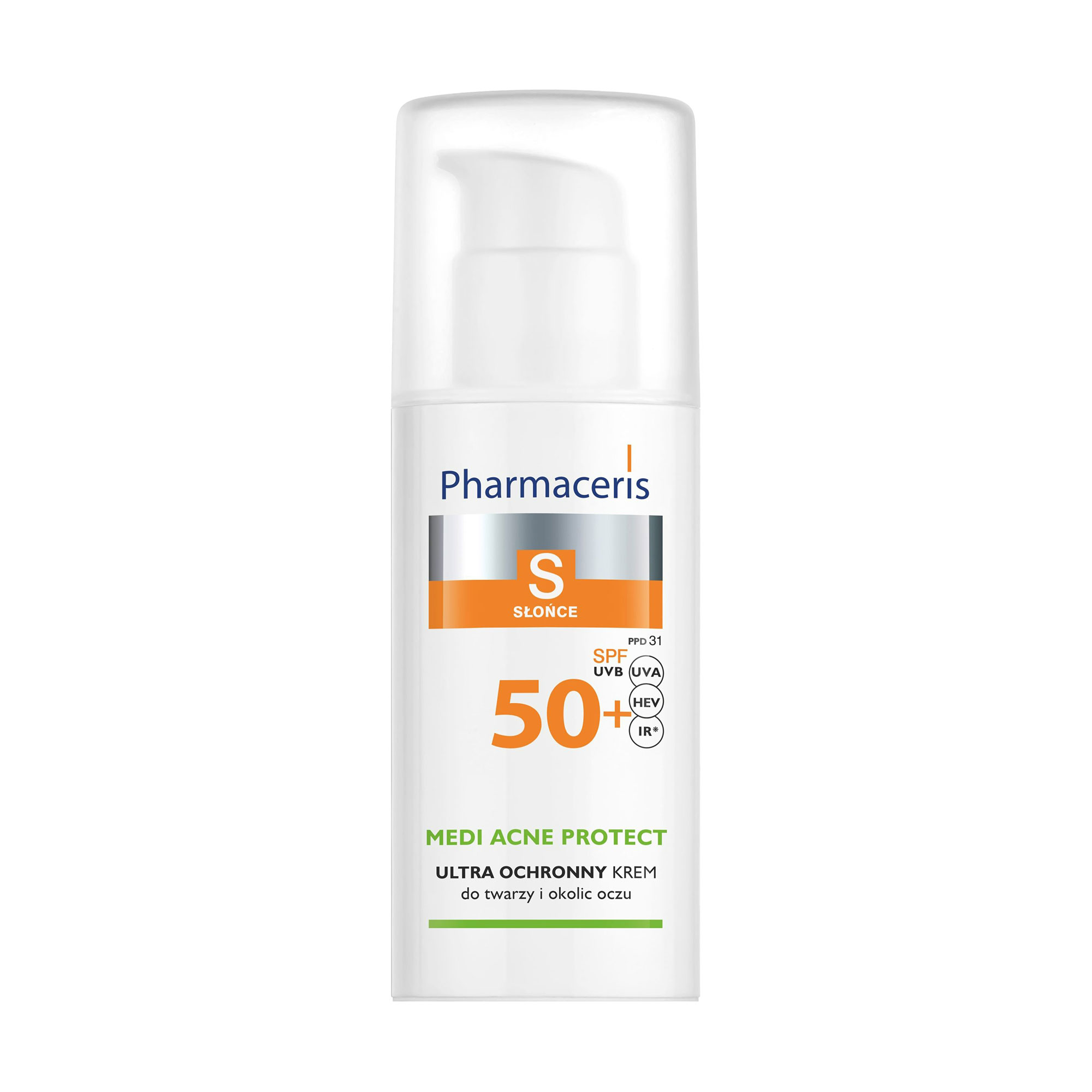 

Сонцезахисний крем Pharmaceris S Sun Protection Cream SPF 50+ для жирної, комбінованої шкіри обличчя, 50 мл