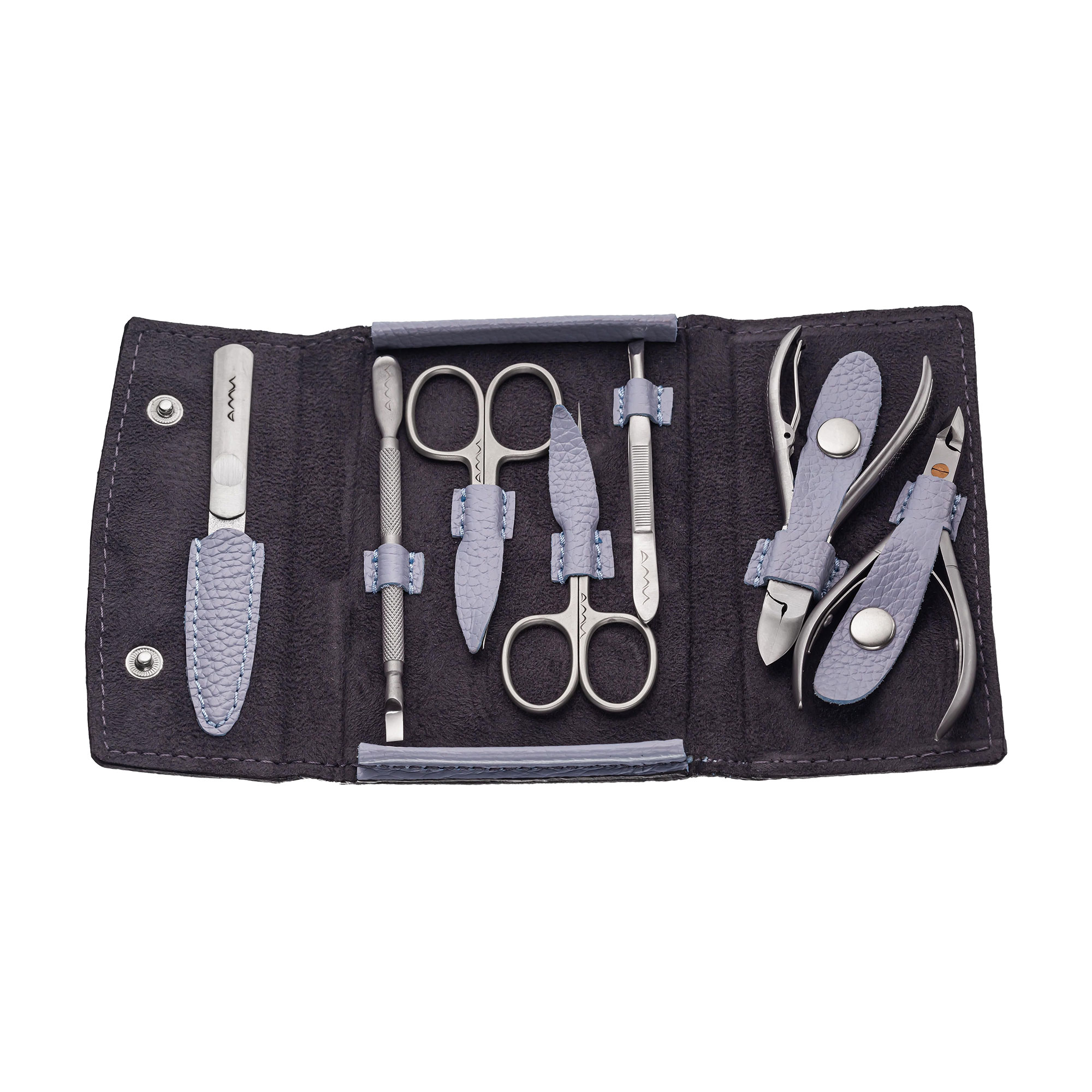 

Манікюрний набір АМІ Premium блакитний, 8 предметів (1020)