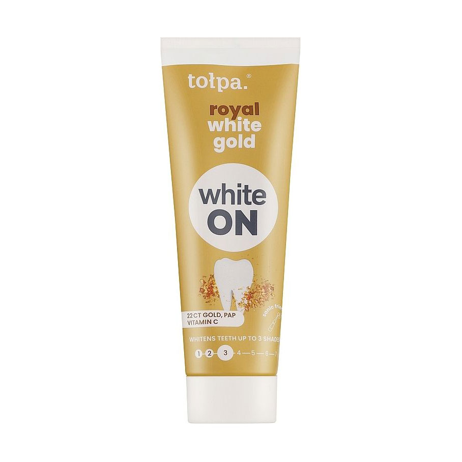 

Відбілювальна зубна паста Tolpa White On Royal White Gold Toothpaste, 75 мл