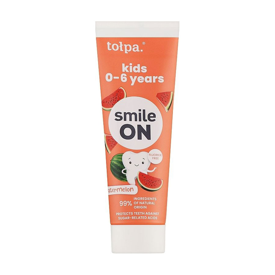 

Дитяча зубна паста Tolpa Smile On Kids Toothpaste від 0 до 6 років, з ароматом кавуна, 75 мл