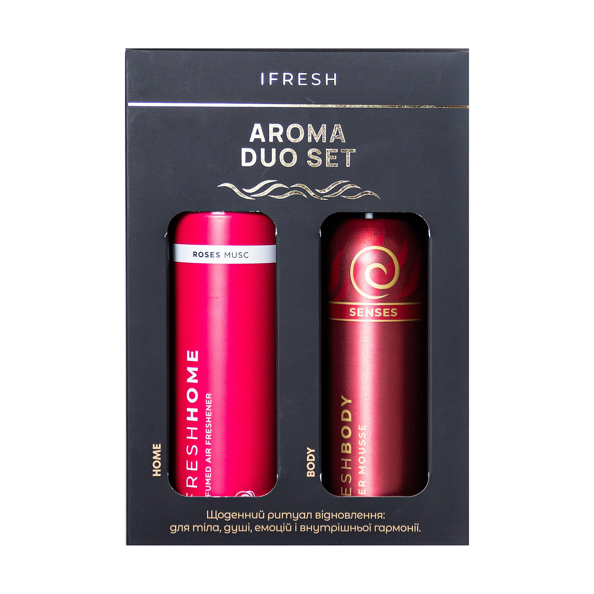 

Подарунковий набір iFresh Aroma Duo Set (парфумований аерозоль для дому Rose Musc, 250 мл + мус для душу Senses, 200 мл)