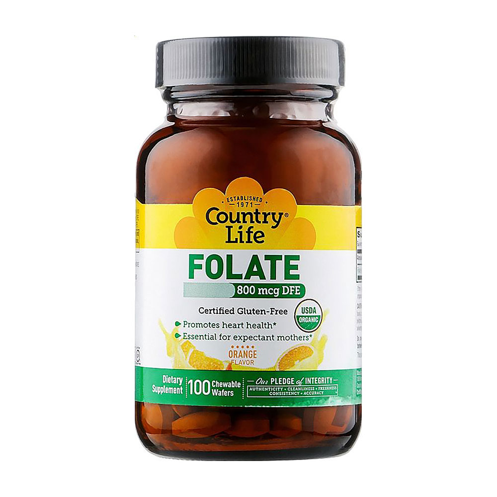 

Фолієва кислота Country Life Folate, 800 мкг, 100 таблеток