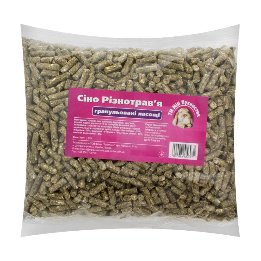 

Сіно різнотрав'я (гранульовані ласощі) Мій Пухнастик, 450 г