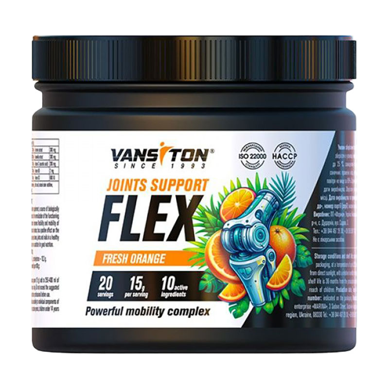 

Вітамінний комплекс для підтримки опорно-рухового апарату Vansiton Flex Joints Support зі смаком свіжого апельсину, 300 г