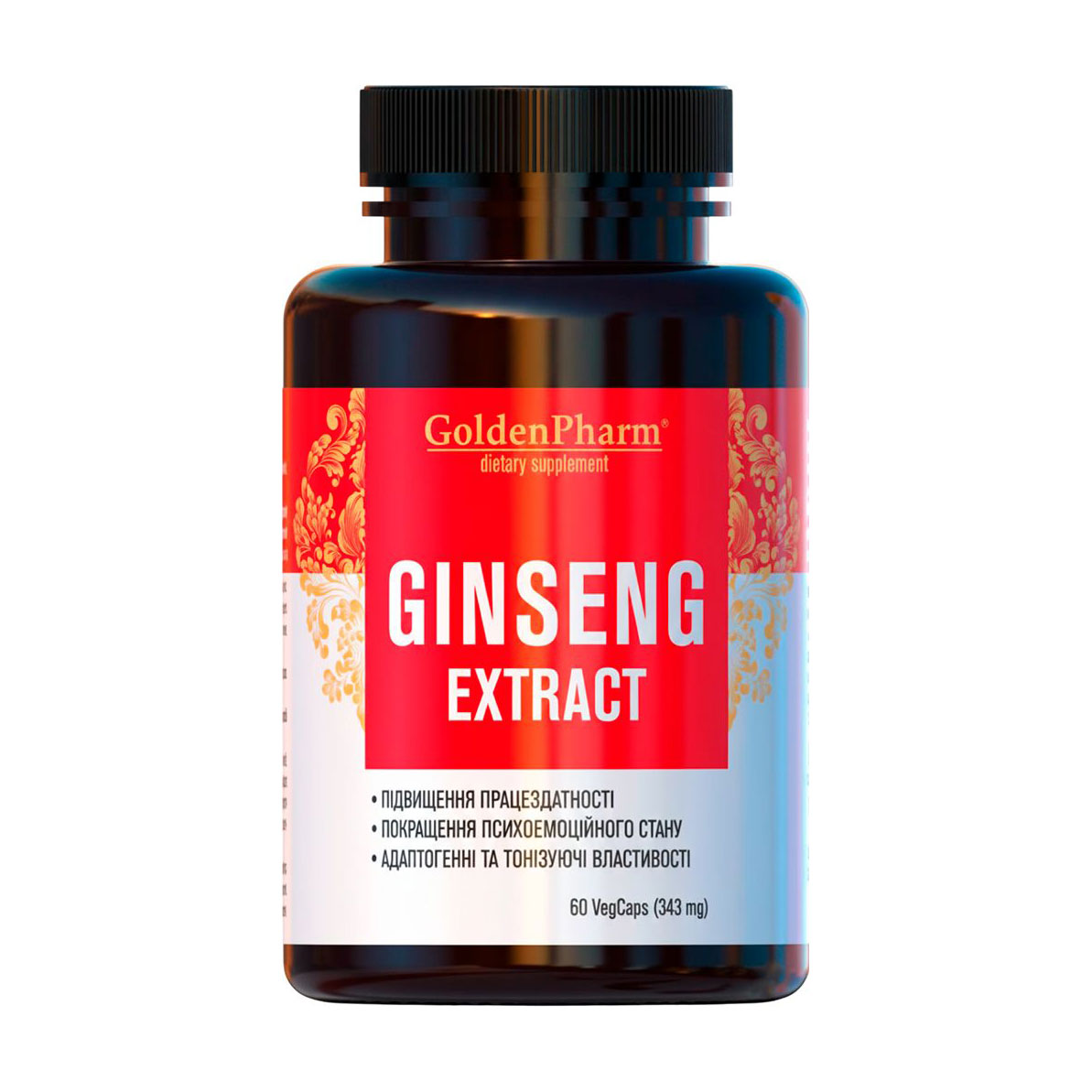 

Женьшень екстракт Golden Pharm Ginseng Extract, 60 веганських капсул