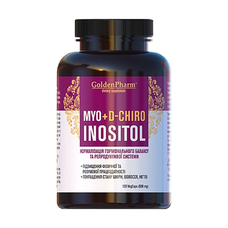 

Міо + D-хіро інозитол Golden Pharm Myo + D-Chiro Inositol, 120 веганських капсул