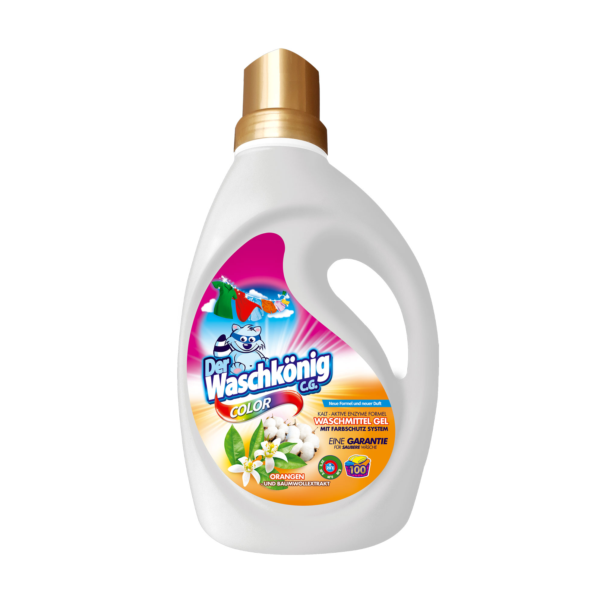 

Гель для прання Waschkonig Color Orangen und Baumwollextrakt для кольорових речей, 100 циклів прання, 3 л