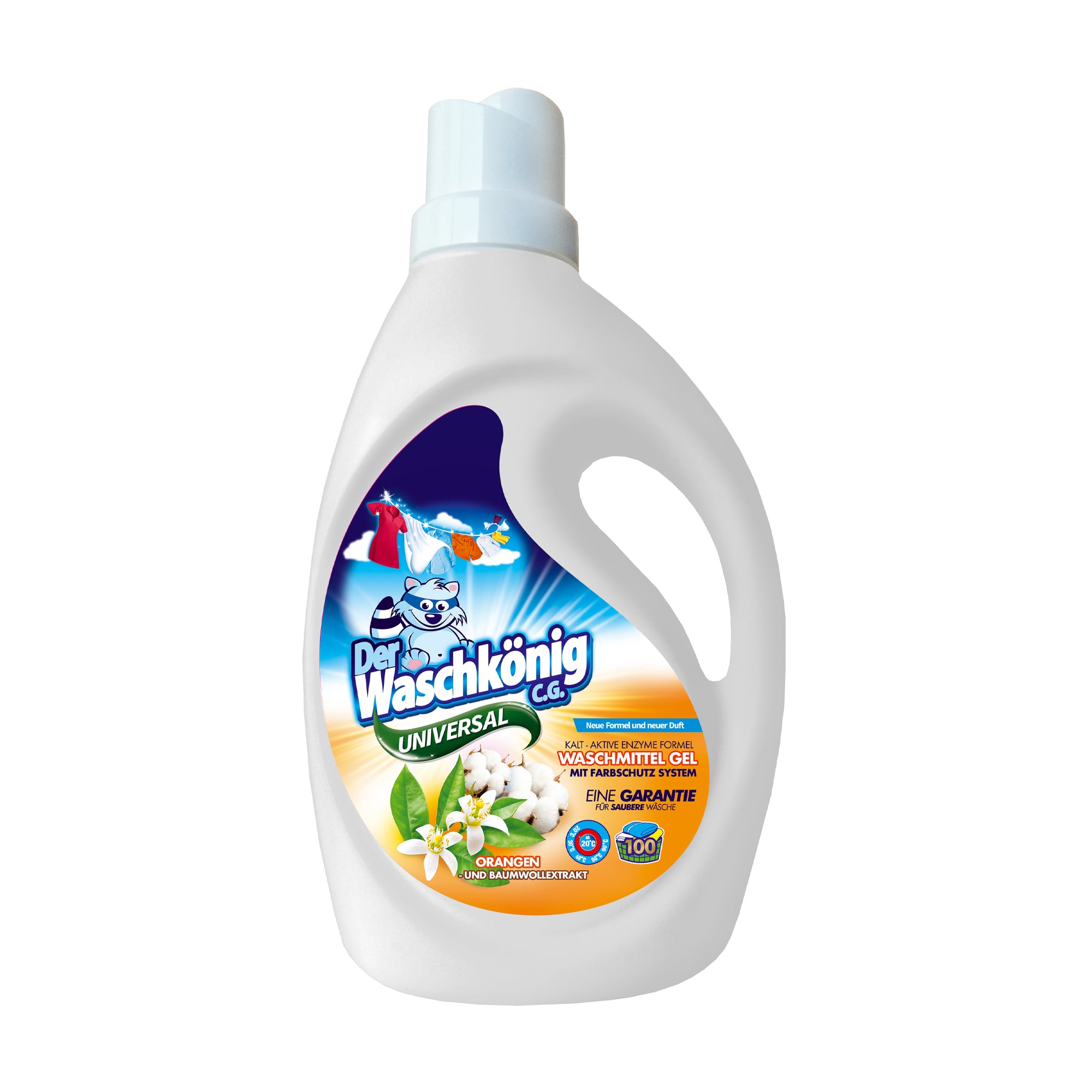 

Гель для прання Waschkonig Universal Orangen und Baumwollextrakt, 100 циклів прання, 3 л
