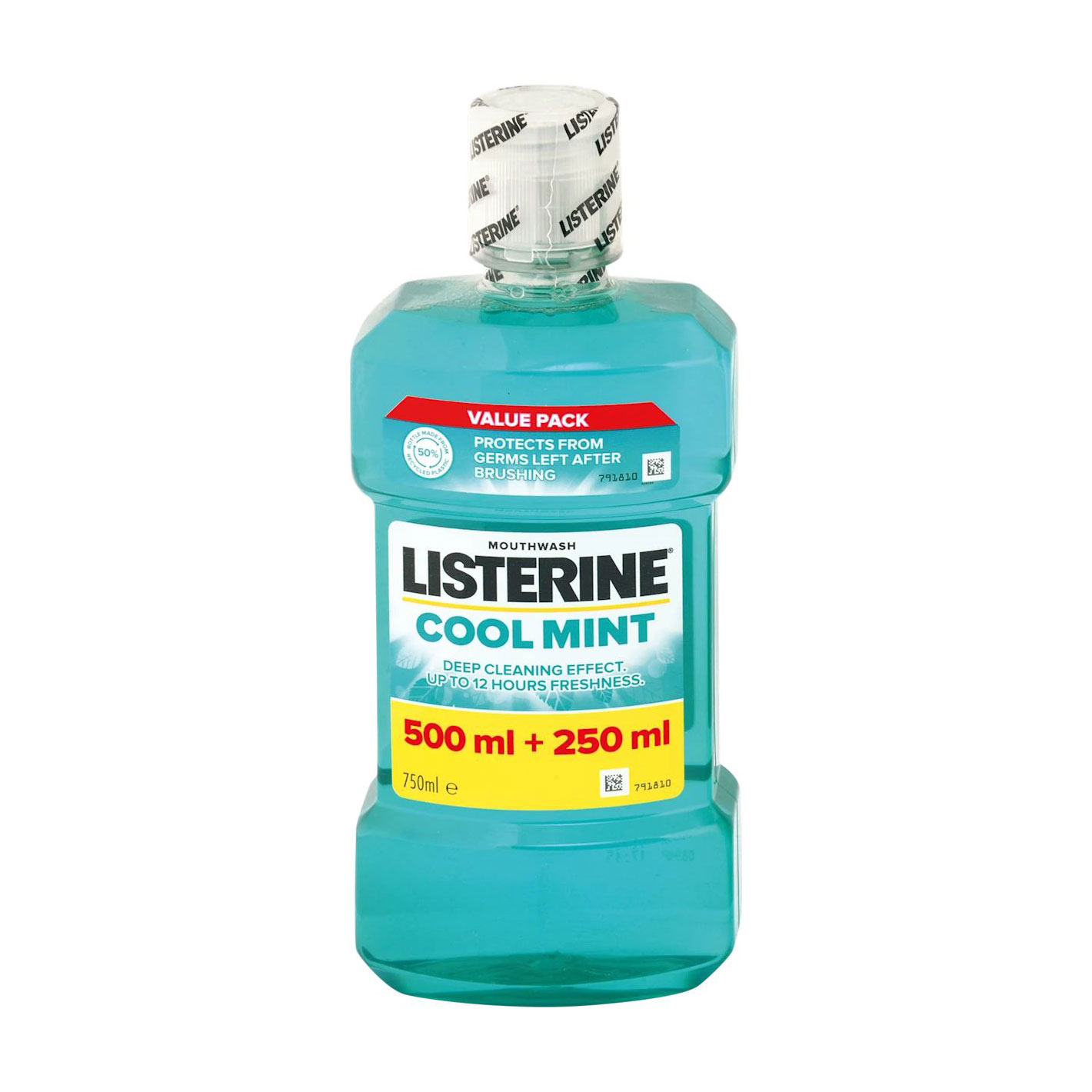 

Ополіскувач для ротової порожнини Listerine Cool Mint, Свіжа м'ята, м'який смак, 750 мл