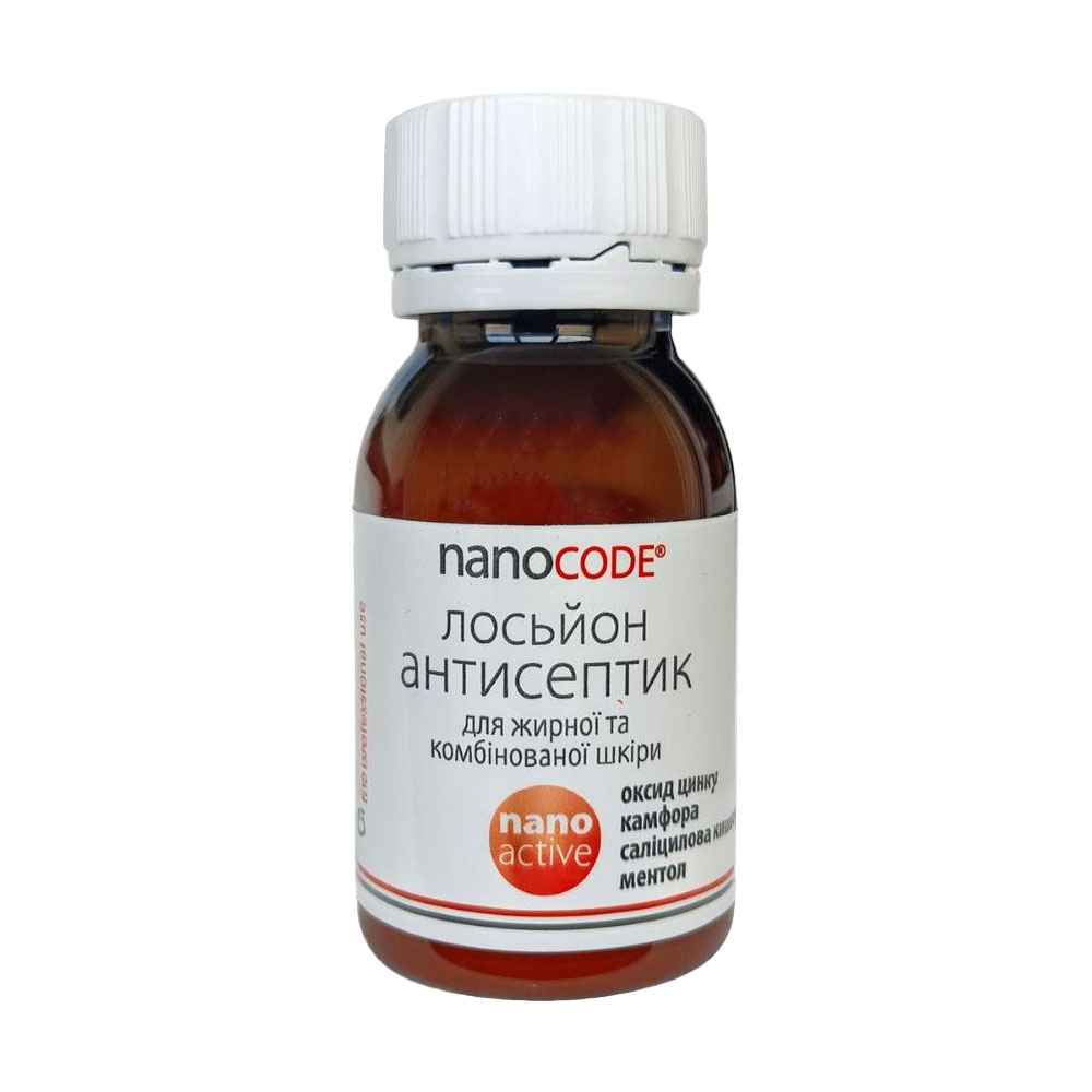 

Лосьйон NanoCode Антисептик, для жирної та комбінованої шкіри обличчя, 50 мл
