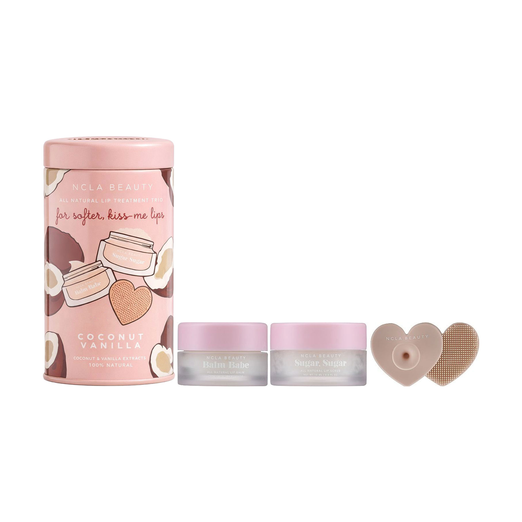 

Уцінка! Подарунковий набір для догляду за губами NCLA BEAUTY All Natural Lip Treatment Duo Кокос та ваніль (скраб, 15 мл + бальзам, 10 мл + щіточка)