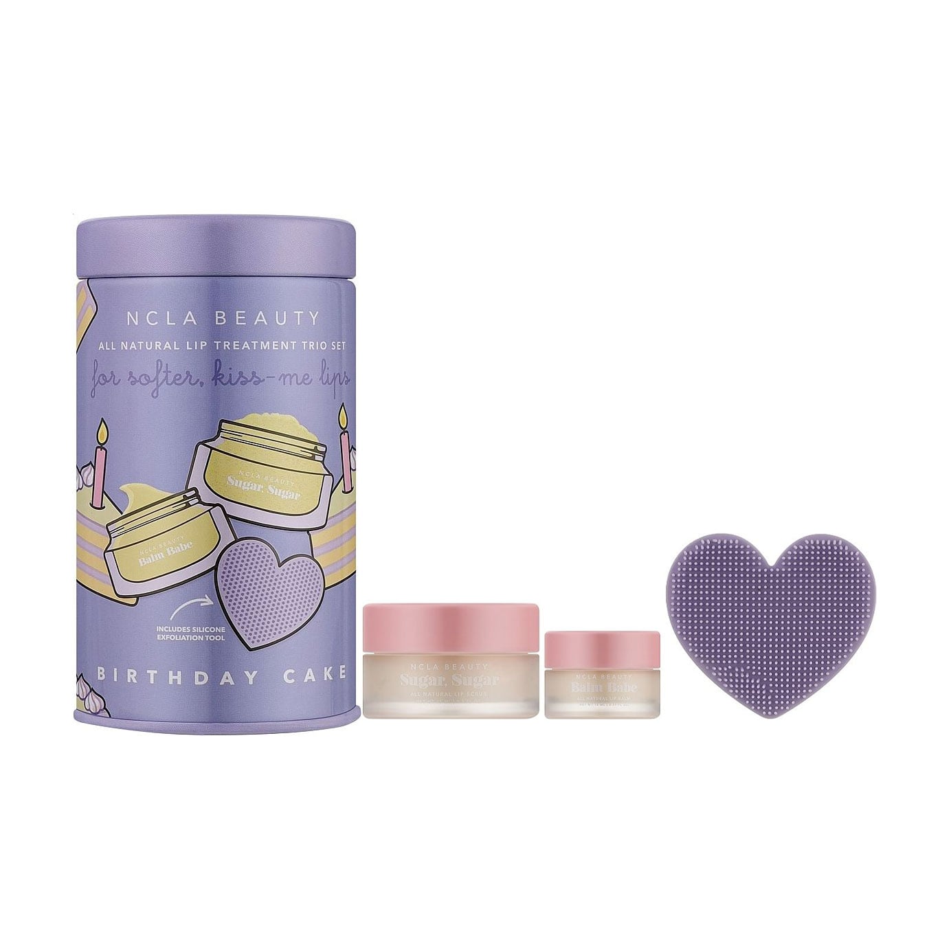 

Подарунковий набір для догляду за губами NCLA BEAUTY All Natural Lip Treatment Duo Святковий торт (скраб, 15 мл + бальзам, 10 мл + щіточка)