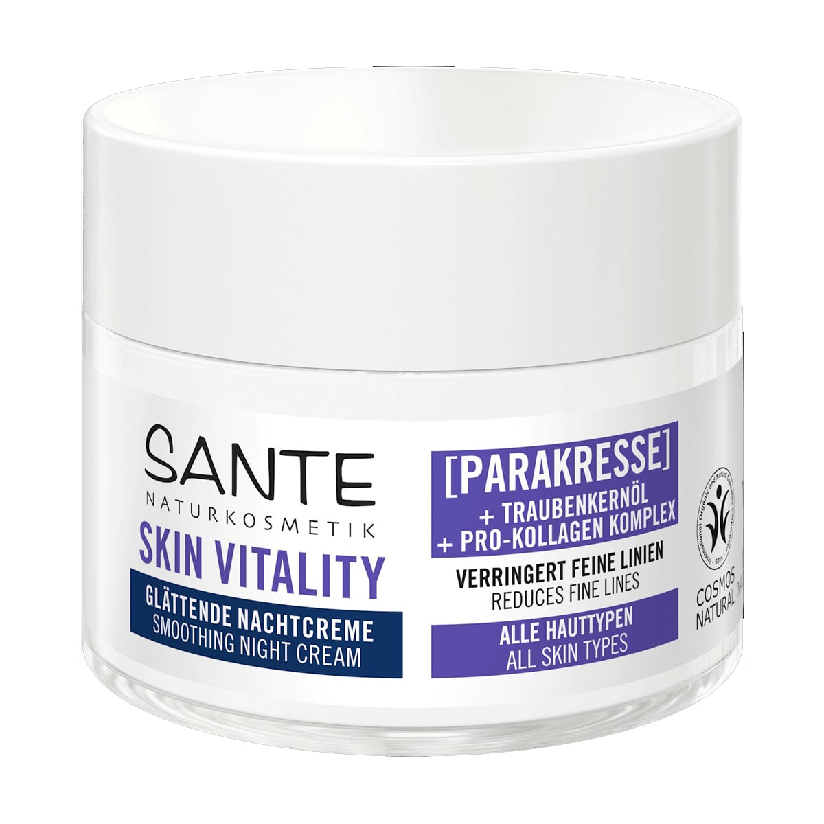 

Нічний розгладжувальний крем для обличчя Sante Skin Vitality Smoothing Night Cream проти зморщок, 50 мл