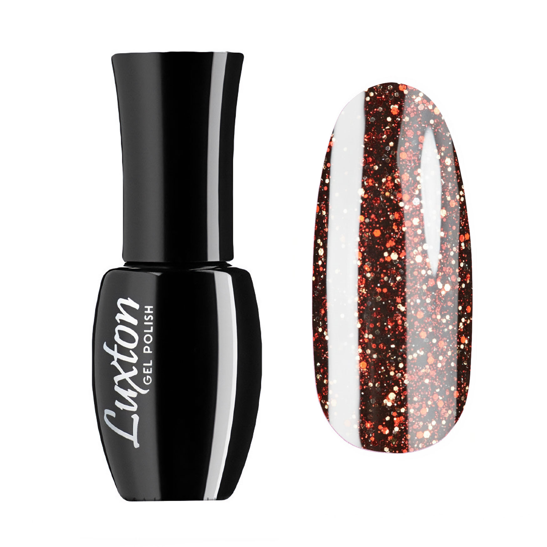 

Гель-лак для нігтів Luxton Gel Polish 159 Темно-коричневий з червоно-жовтими блискітками, 10 мл