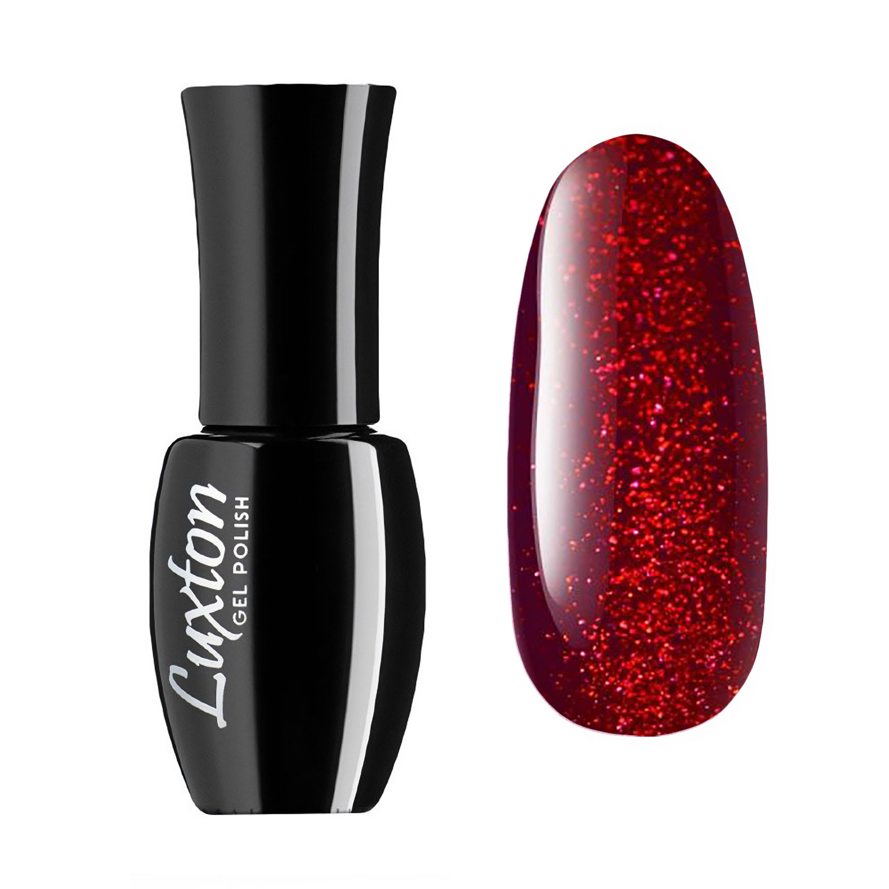 

Гель-лак для нігтів Luxton Gel Polish 161 Малиново-червоний з блискітками, 10 мл
