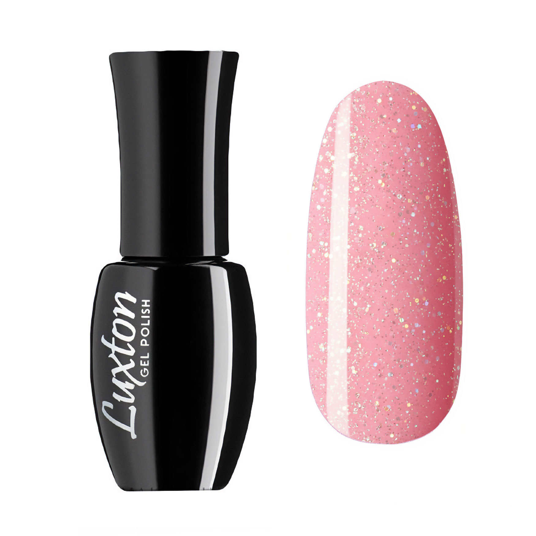 

Гель-лак для нігтів Luxton Gel Polish 294 Ніжний рожевий з різнокольоровими блискітками, що переливаються, 10 мл