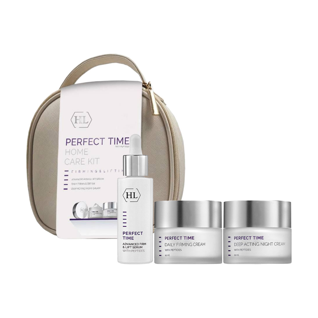 

Подарунковий набір для обличчя Holy Land Cosmetics Perfect Time Kit (сироватка, 30 мл + денний крем, 50 мл + нічний крем, 50 мл)