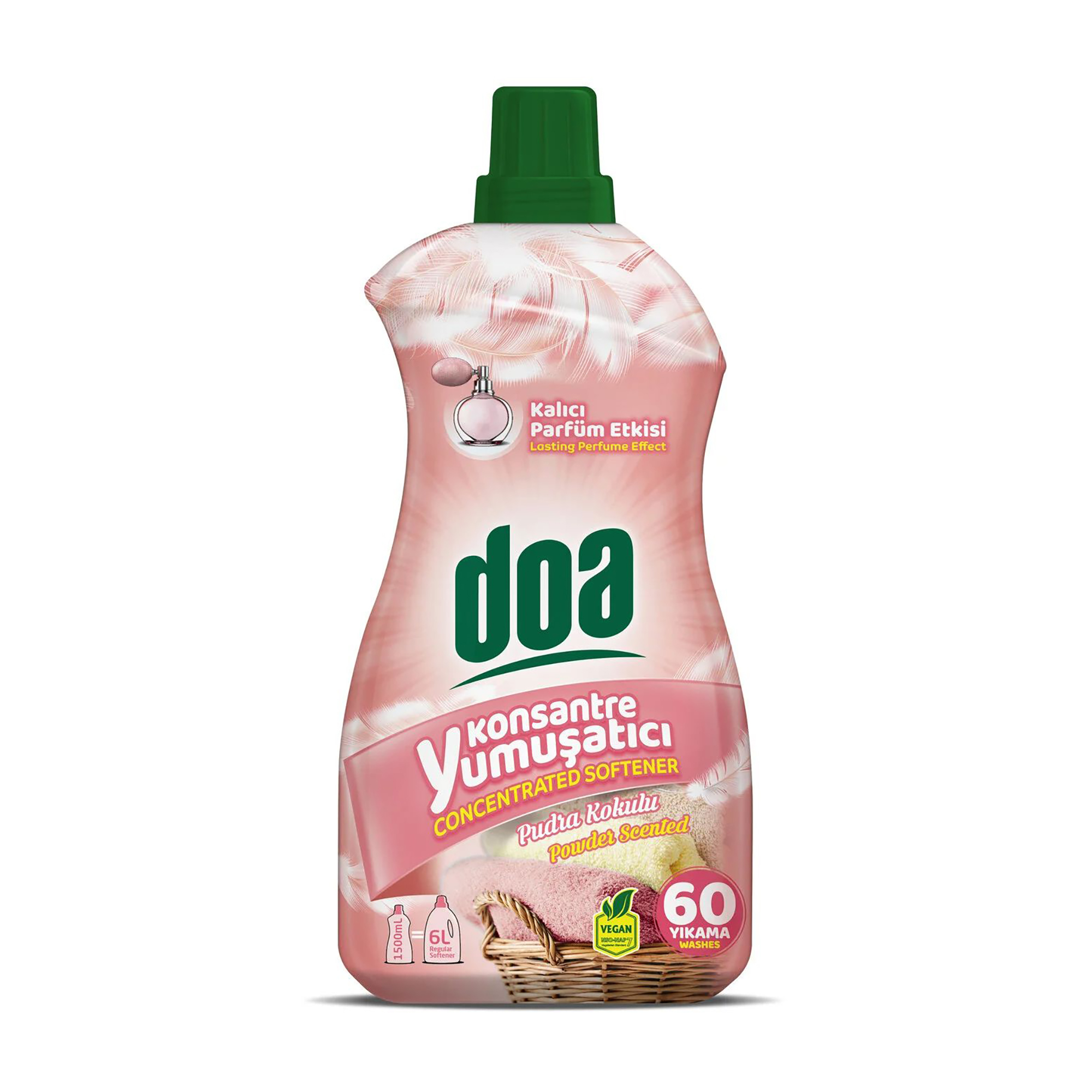 

Концентрований кондиціонер для прання doa Ніжна пудра, 60 циклів прання, 1.5 л