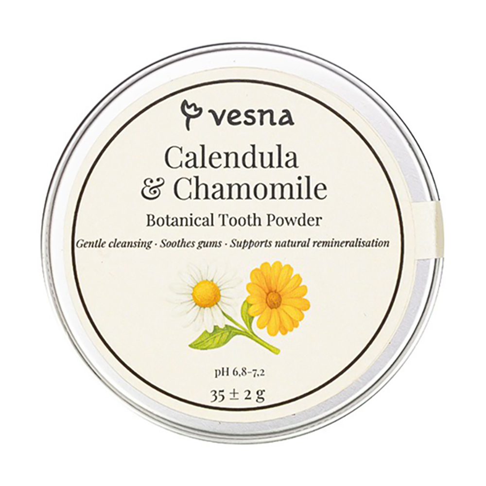 

Заспокійливий зубний порошок Vesna Calendula & Chamomile Botanical Tooth Powder Календула та ромашка, 35 г