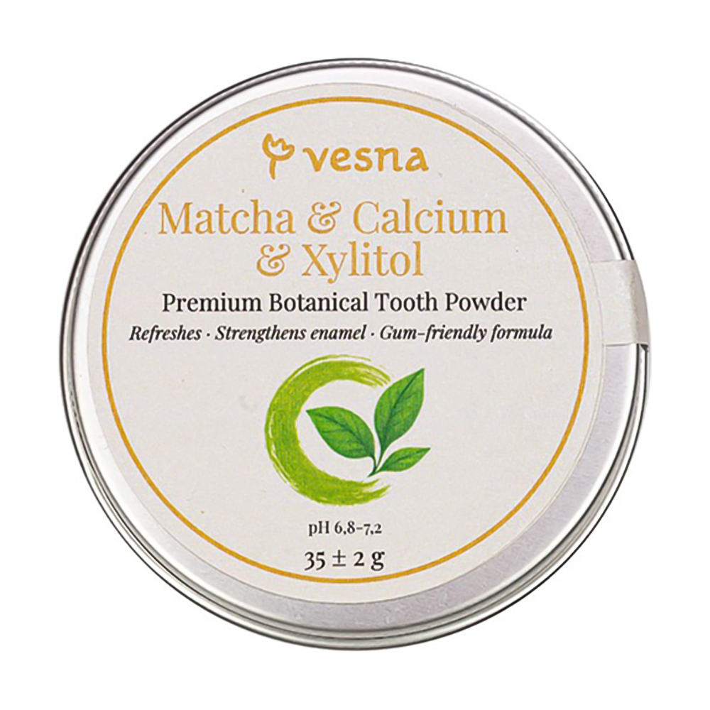 

Преміальний зубний порошок Vesna Matcha & Calcium & Xylitol Premium Botanical Tooth Powder Матча, кальцій та ксилітол, 35 г