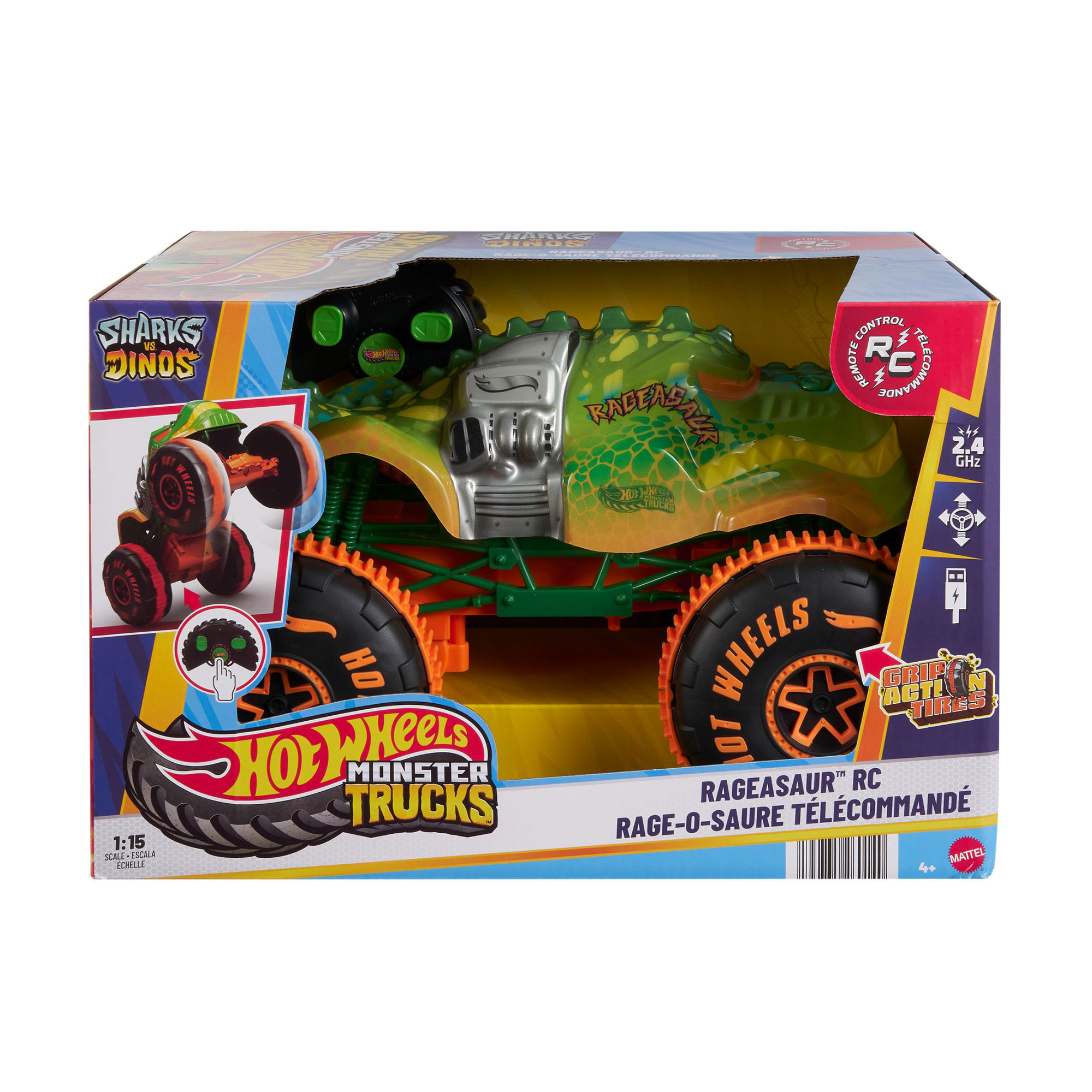 

Машинка-позашляховик на радіокеруванні Hot Wheels Monster Trucks Rageasaur 1:15, від 4 років (JBH03)