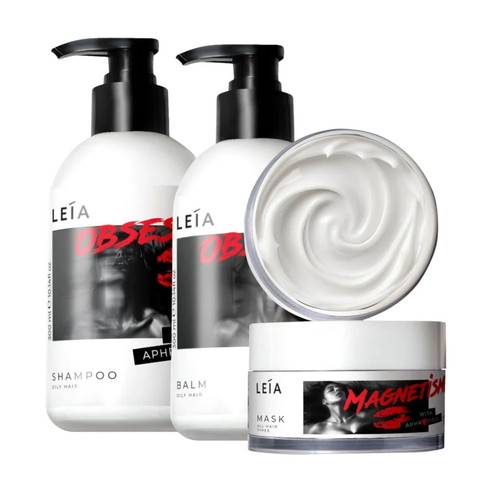 Набір LEIA Hair Repair Trio для волосся, схильного до жирності (шампунь, 300 мл + кондиціонер, 300 мл + маска, 200 мл)