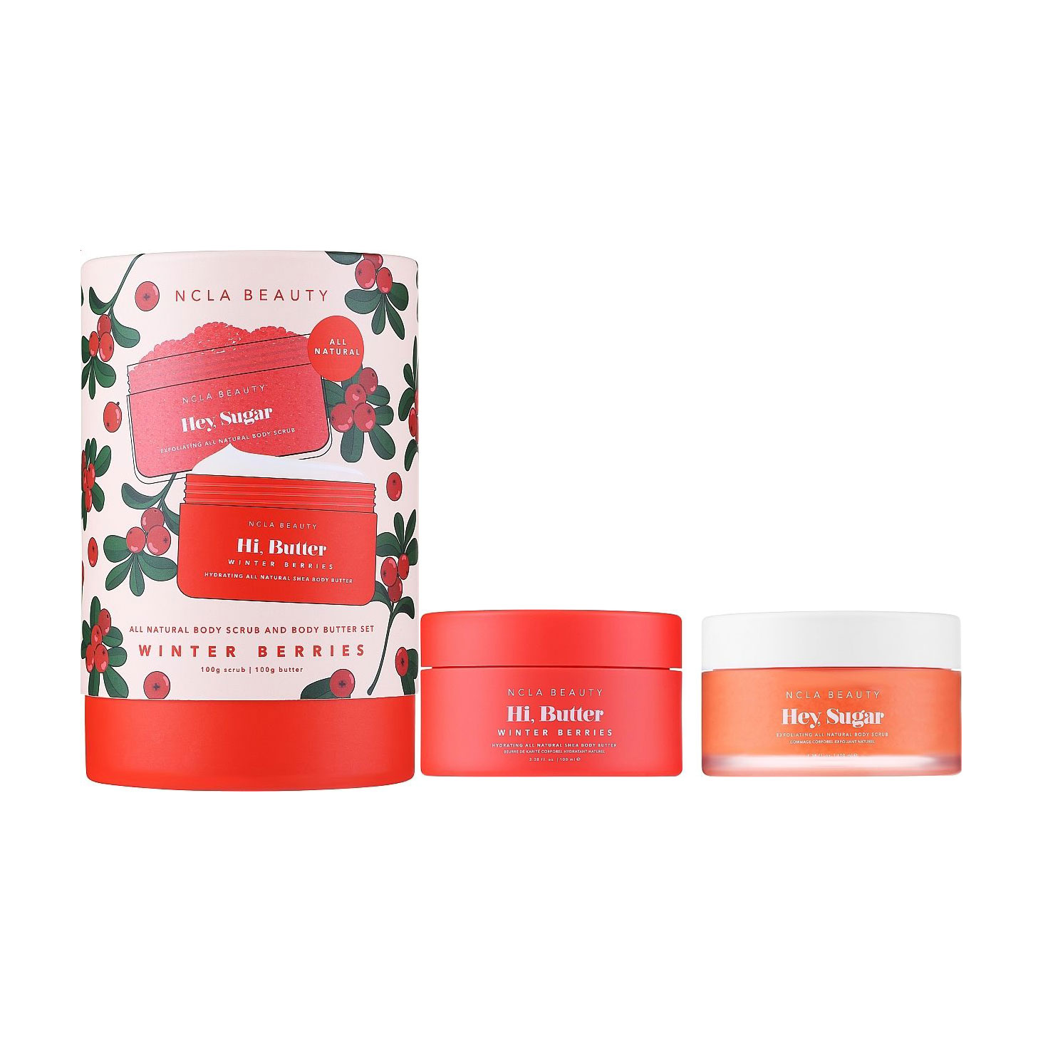 Уцінка! Подарунковий набір для тіла NCLA BEAUTY All Natural Body Scrub And Body Butter Set Брусниця (скраб, 100 г + батер, 100 г)