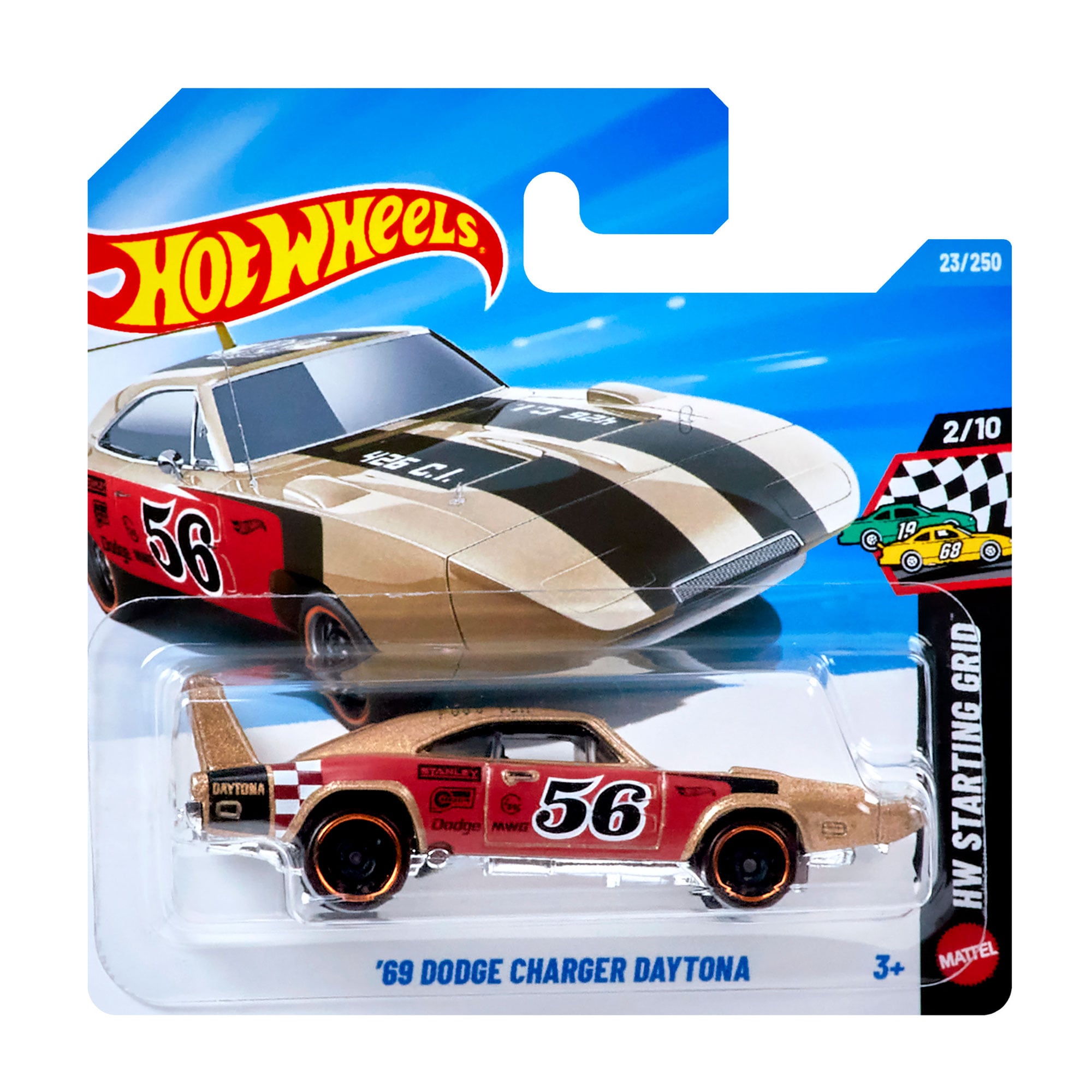 

Базовий автомобіль Hot Wheels 69 Dodge Charger Daytona, золотий з тюнінгом 56, від 3 років, 11*3.5*11 см (5785)