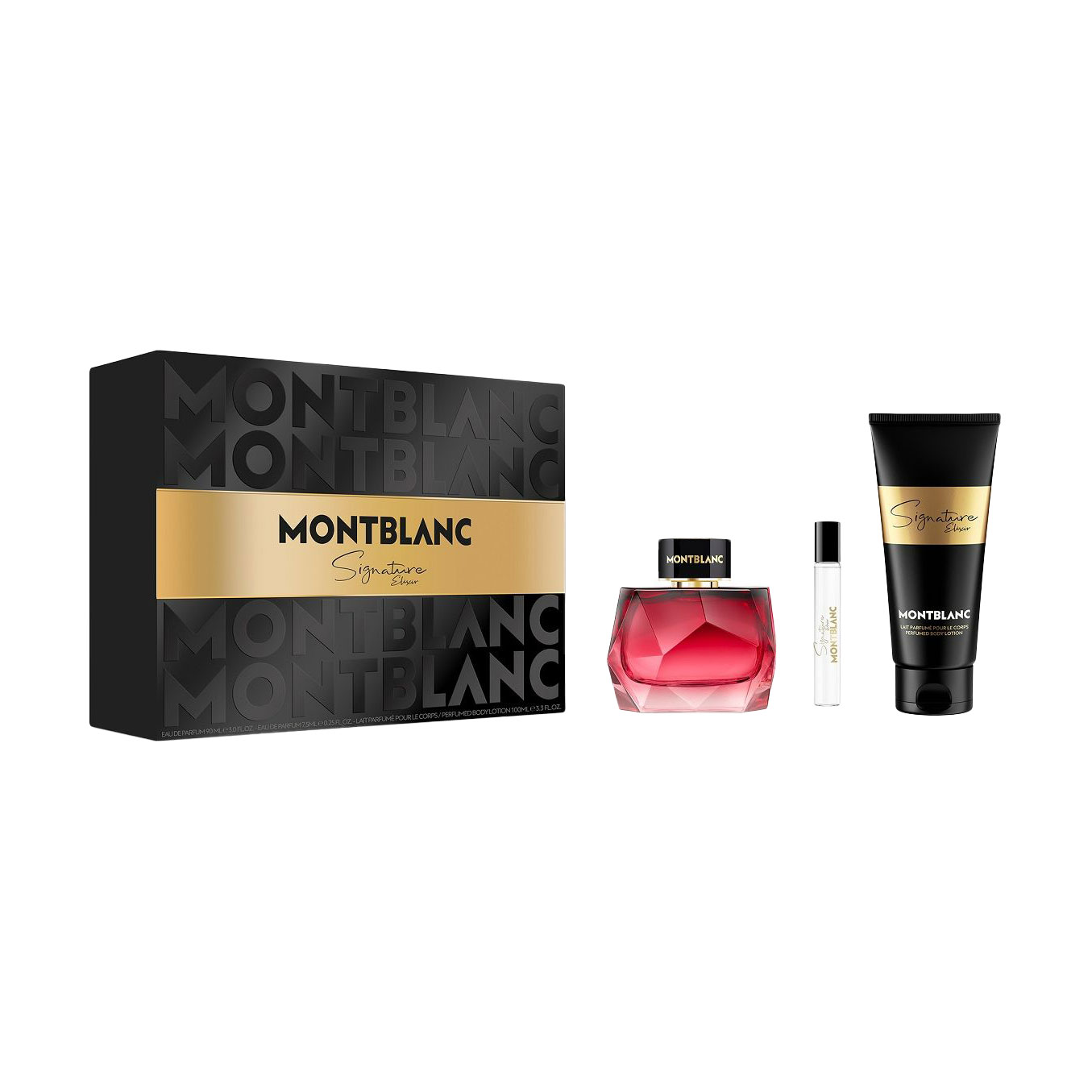

Парфумований набір жіночий Montblanc Signature Elixir (парфумована вода, 90 мл + парфумована вода, 7.5 мл + лосьйон для тіла, 100 мл)
