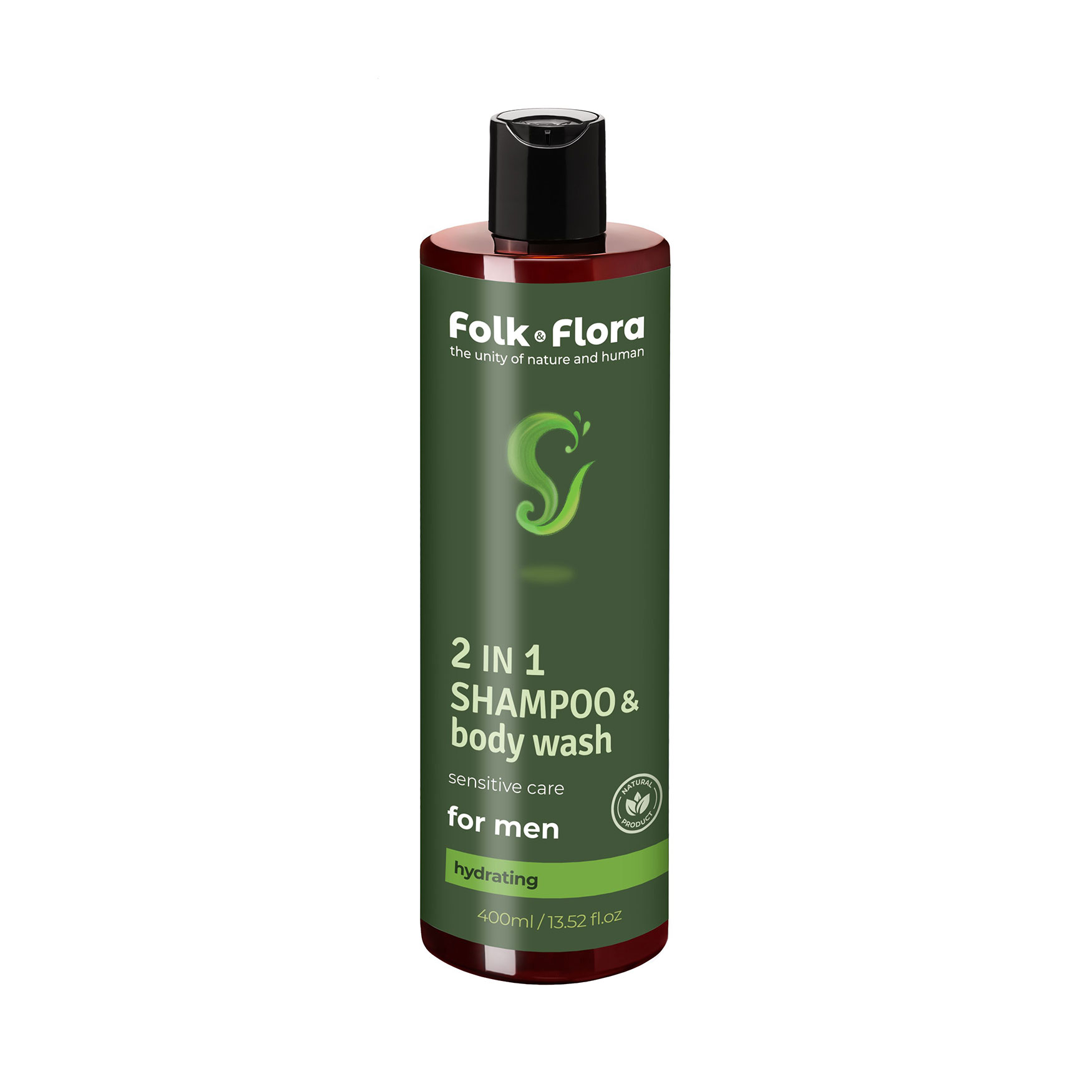 

Чоловічий зволожувальний шампунь-гель для душу 2 в 1 Folk & Flora 2 In 1 Shampoo & Body Wash, 400 мл