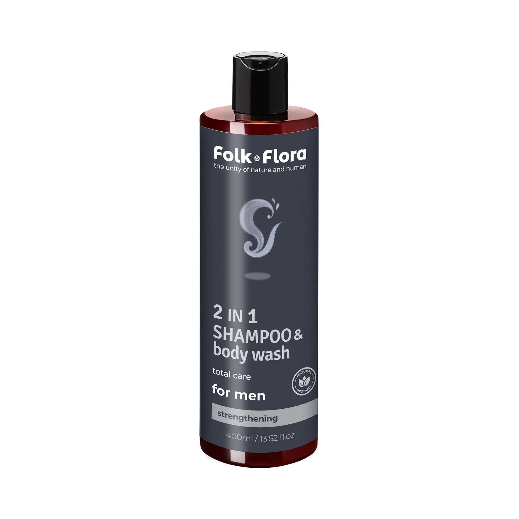 

Чоловічий зміцнювальний шампунь-гель для душу 2 в 1 Folk & Flora 2 In 1 Shampoo & Body Wash, 400 мл