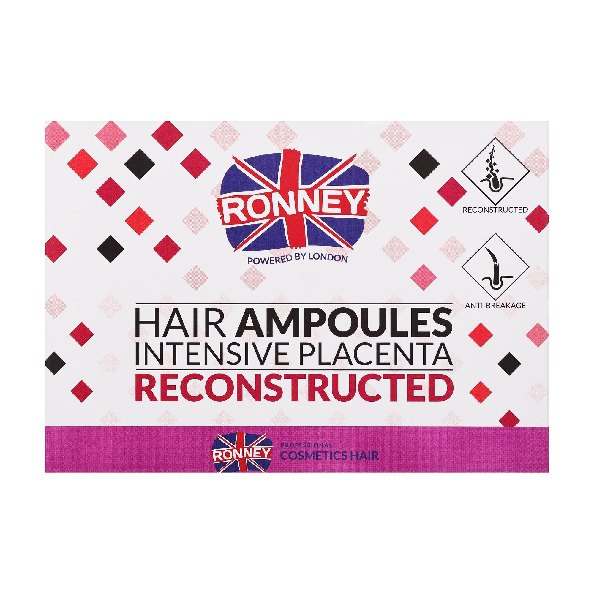 

Ампули Ronney Hair Ampoules Intensive Placenta Reconstructed проти випадіння волосся, 6*10 мл