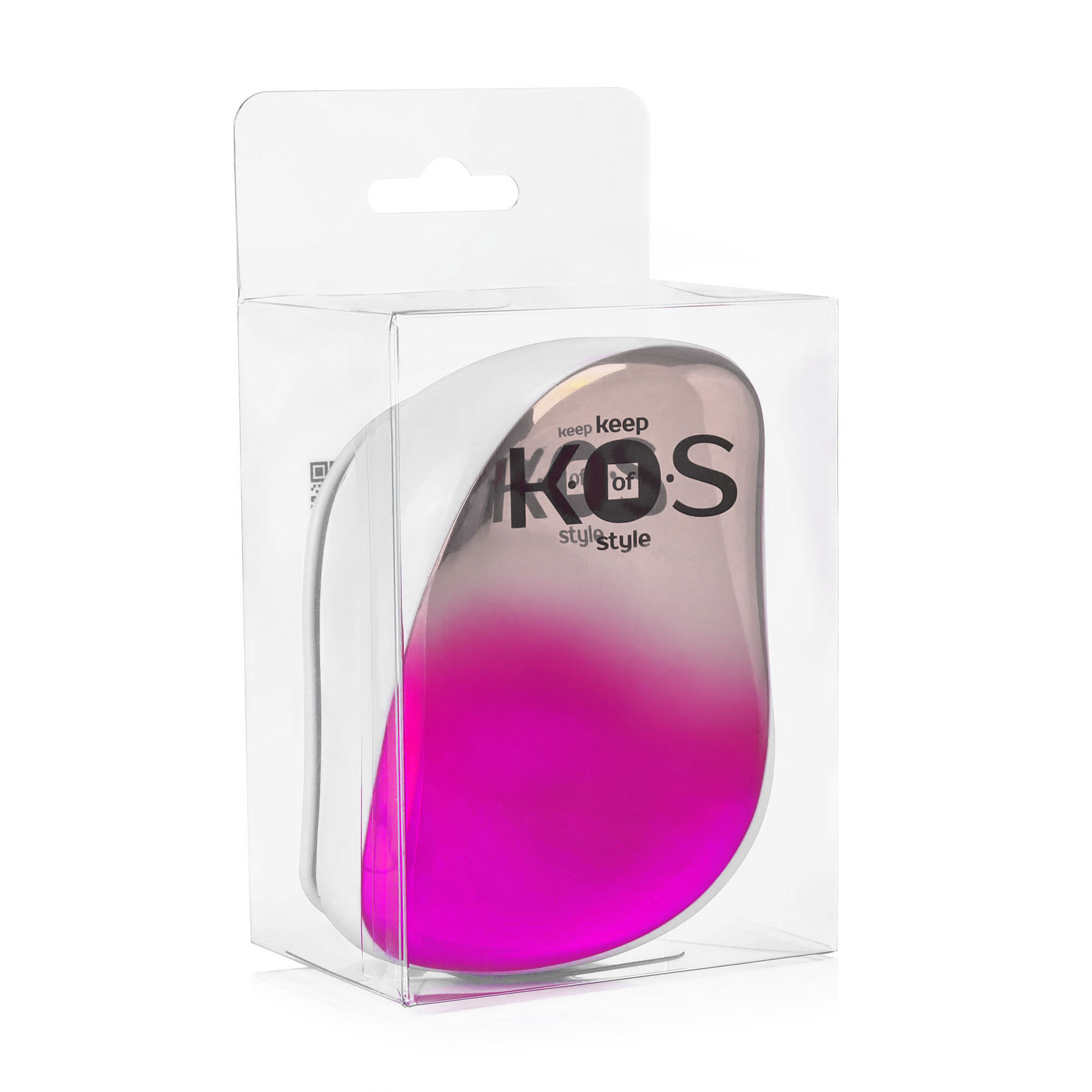 

Масажна щітка для волосся K.O.S з кришкою, рожевий градієнт, 1 шт