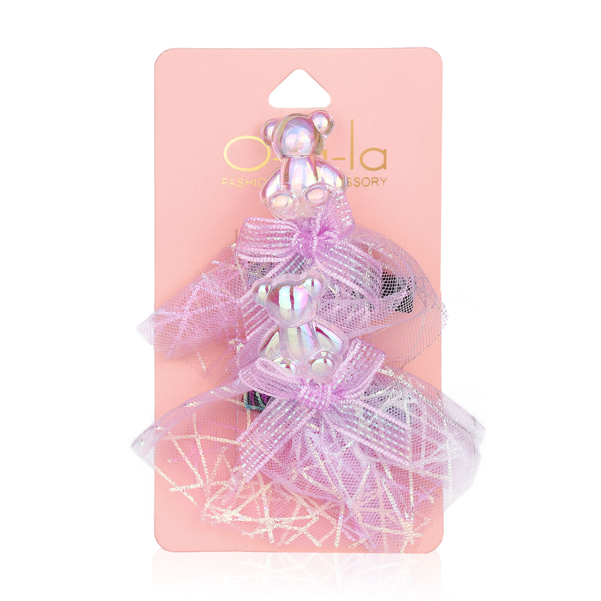 

Дитячий набір заколок для волосся O-la-la блідо-фіолетовий, ведмедик, 2 шт (MY2383)