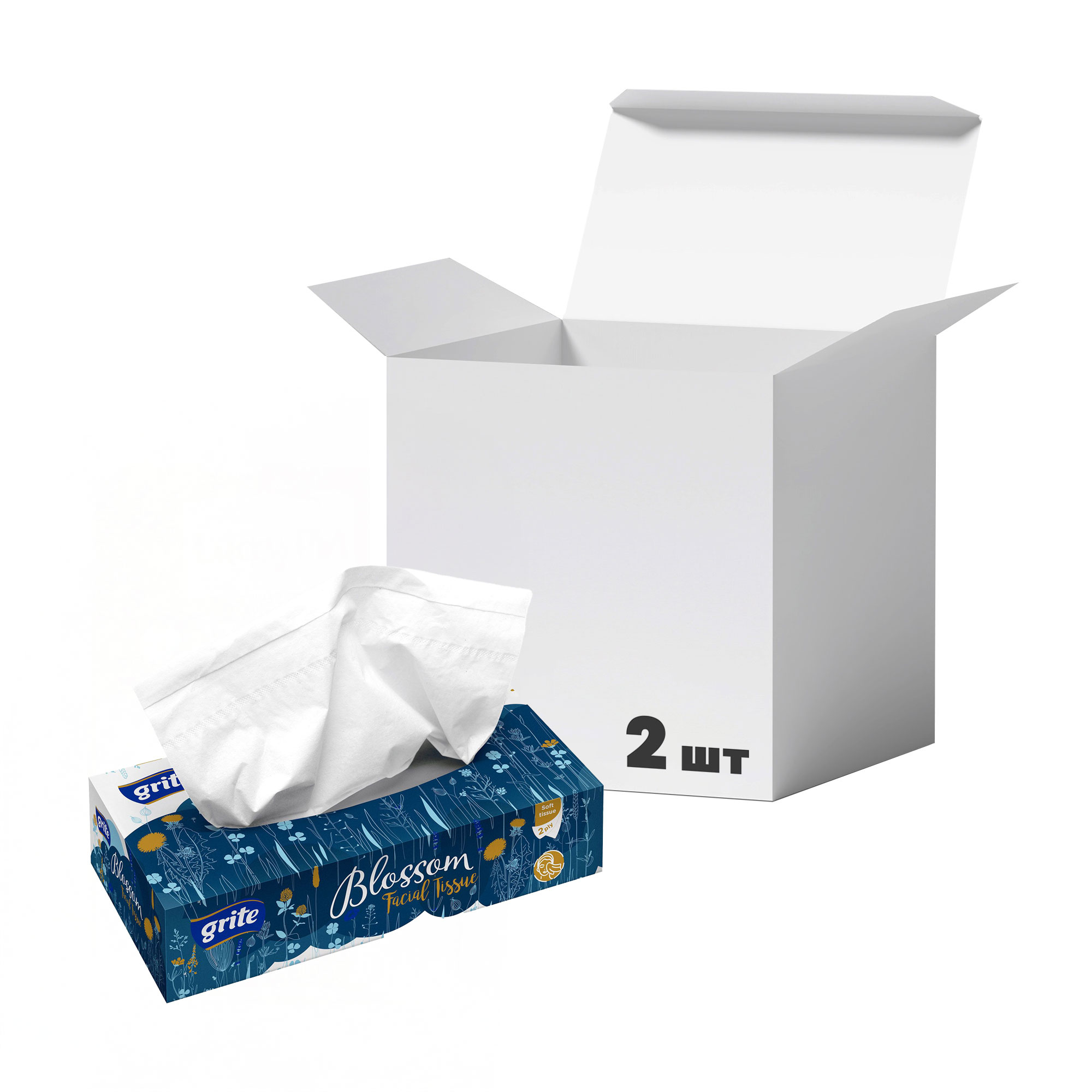 

Упаковка косметичних серветок Grite Blossom, 2-шарові, 80 шт * 2 шт