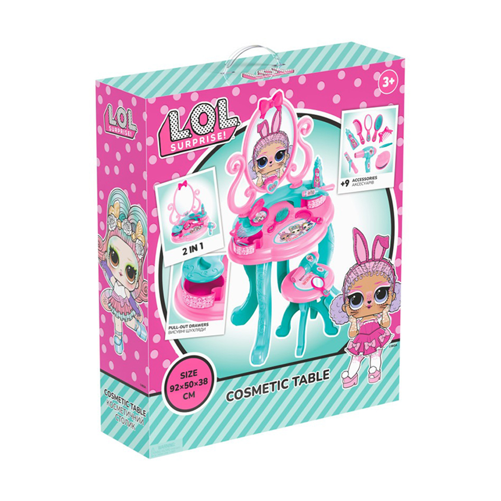 

Дитячий косметичний столик TechnoK L.O.L. Surprise! Covert And Cool з дзеркалом, на ніжках, в коробці, рожевий, від 3 років, 57*48.5*15.5 см (2666)