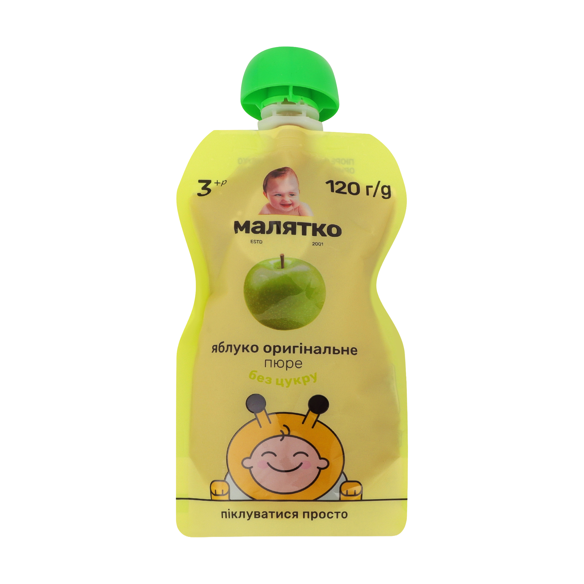 

Дитяче фруктове пюре Малятко Яблуко оригінальне, без додавання цукру, від 3 років, 120 г