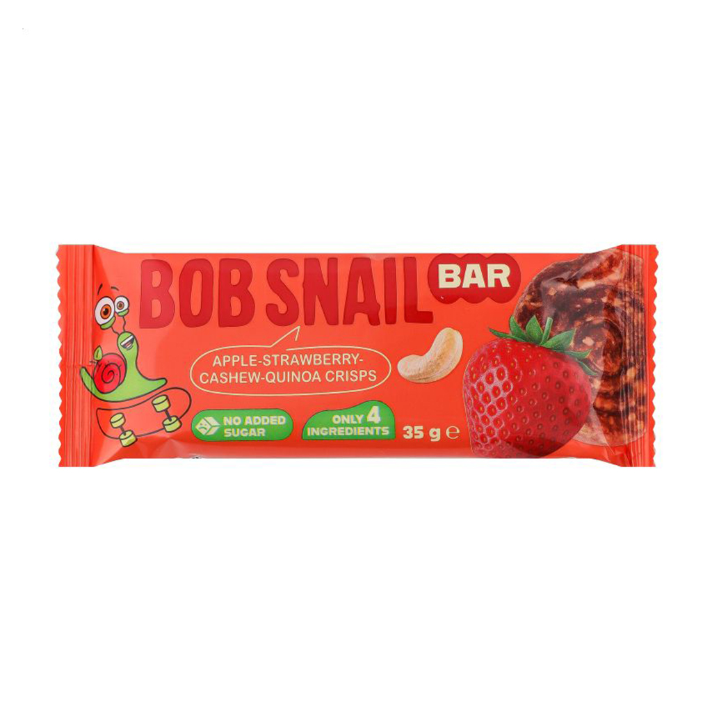 

Фруктово-ягідно-горіховий батончик Bob Snail Яблуко-полуниця-кеш'ю-кріспи кіноа, 35 г