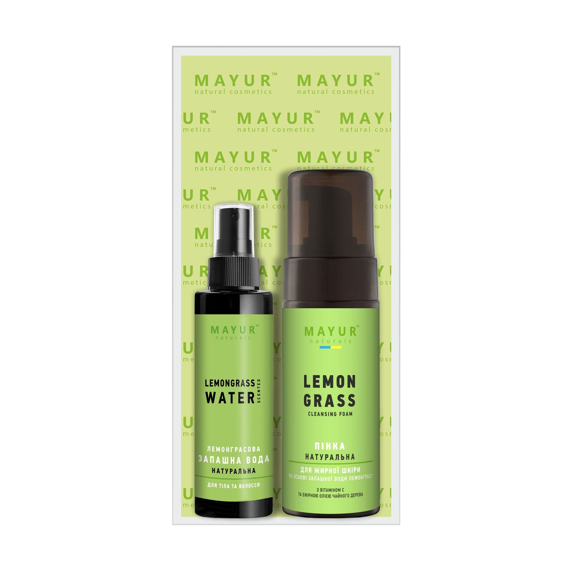 

Подарунковий набір для обличчя та тіла Mayur Лемонграс (запашна вода, 100 мл + пінка для вмивання, 150 мл)