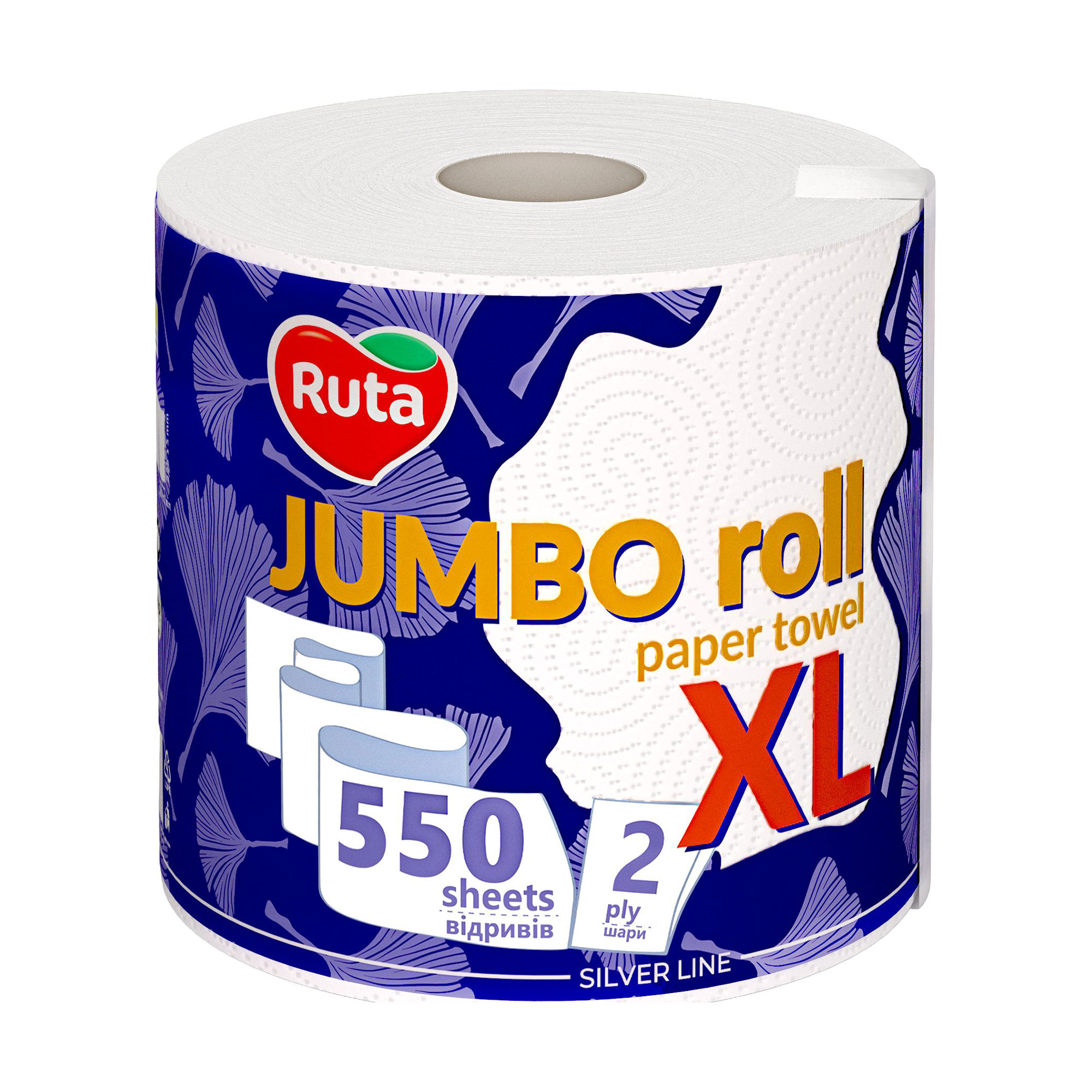 

Паперові рушники RUTA Jumbo XL, 2-шарові, 550 відривів, 1 рулон