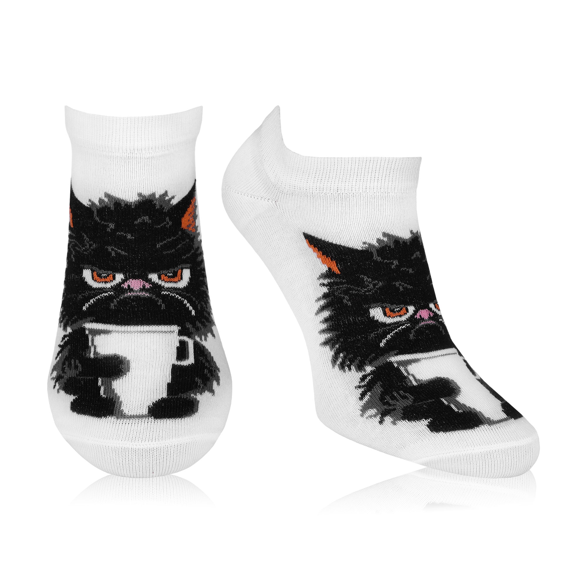 

Шкарпетки жіночі AmiGA укорочені, кіт з кавою, розмір 23-25