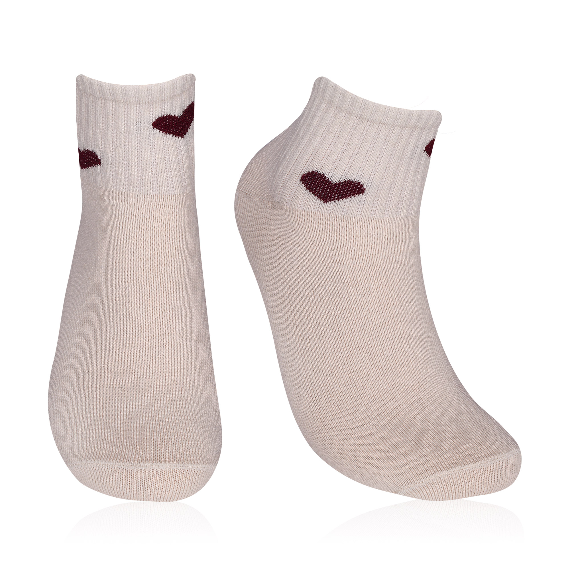 

Шкарпетки жіночі AmiGA середні, молочні з бордовими сердцями, розмір 23-25