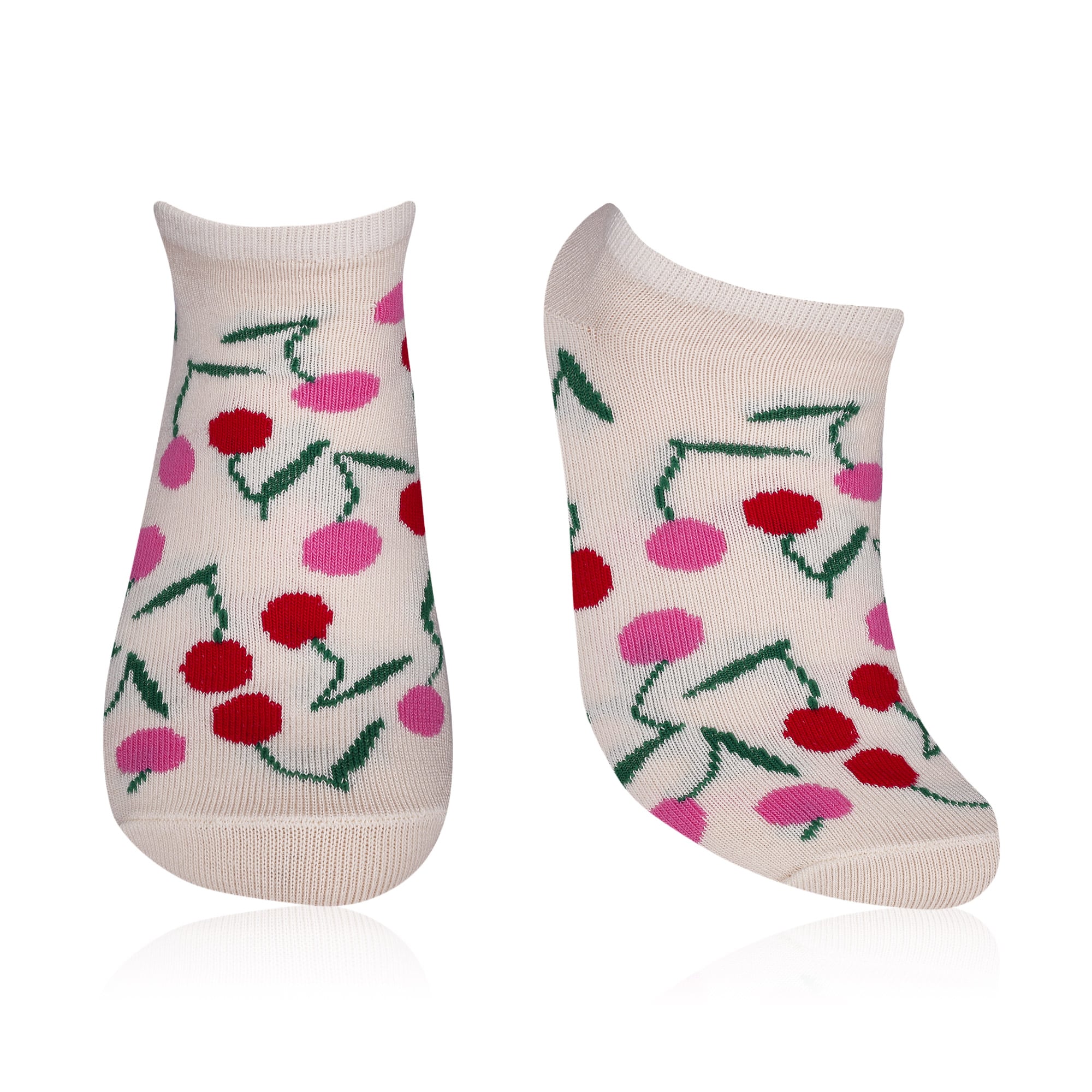 

Шкарпетки жіночі AmiGA укорочені, молочні з вишнями, розмір 23-25