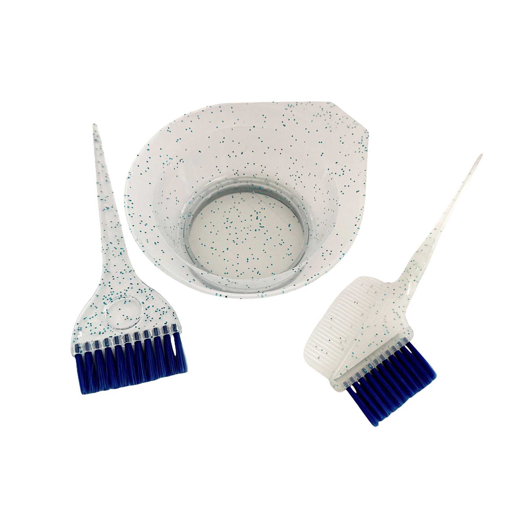 

Набір для фарбування волосся Zauber-manicure прозорий з синім гліттером (чаша, 1 шт + пензлики, 2 шт) (06-040C)